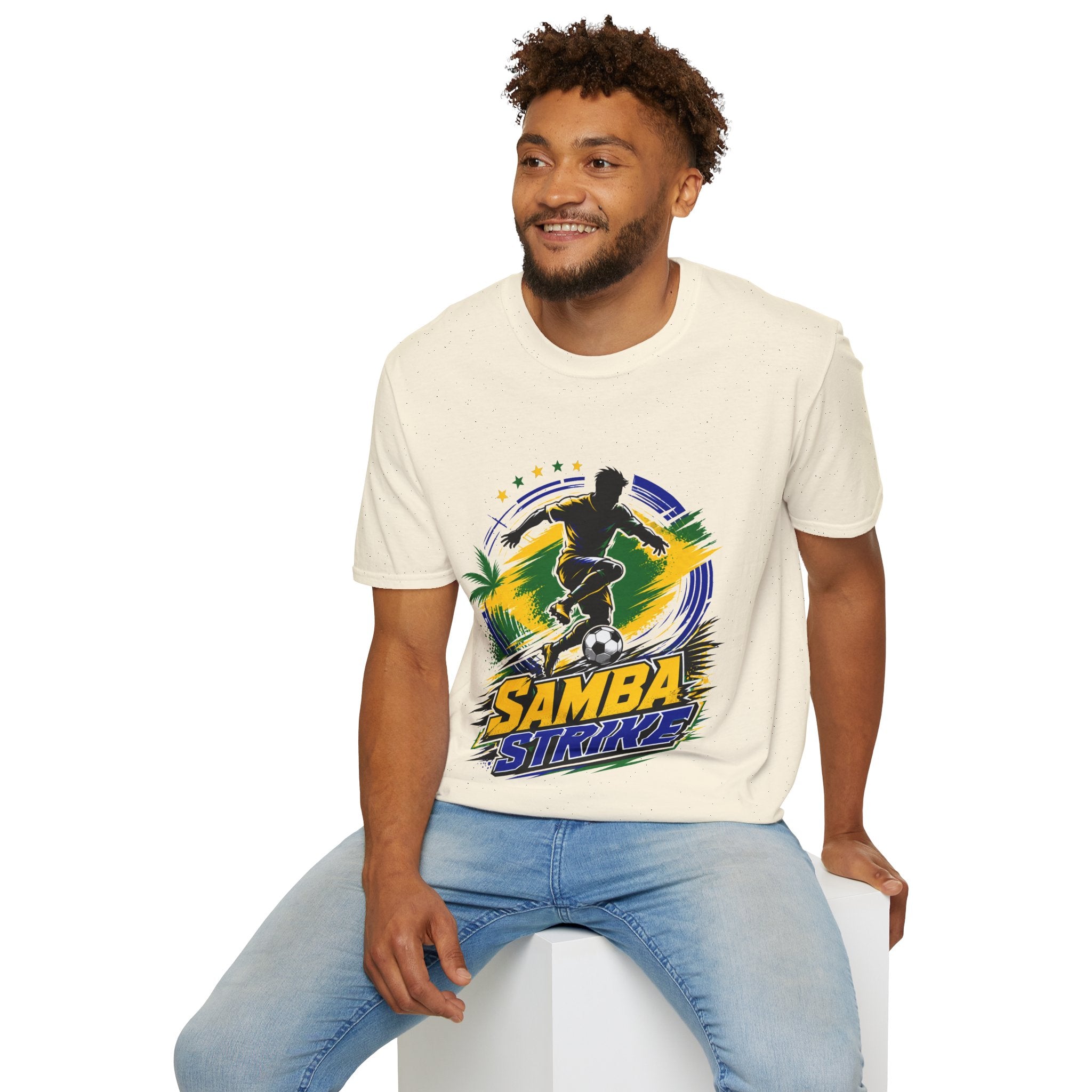 Brazil  Samba Strike Soccer T-Shirt — Brazilian Football Player Graphic Tee