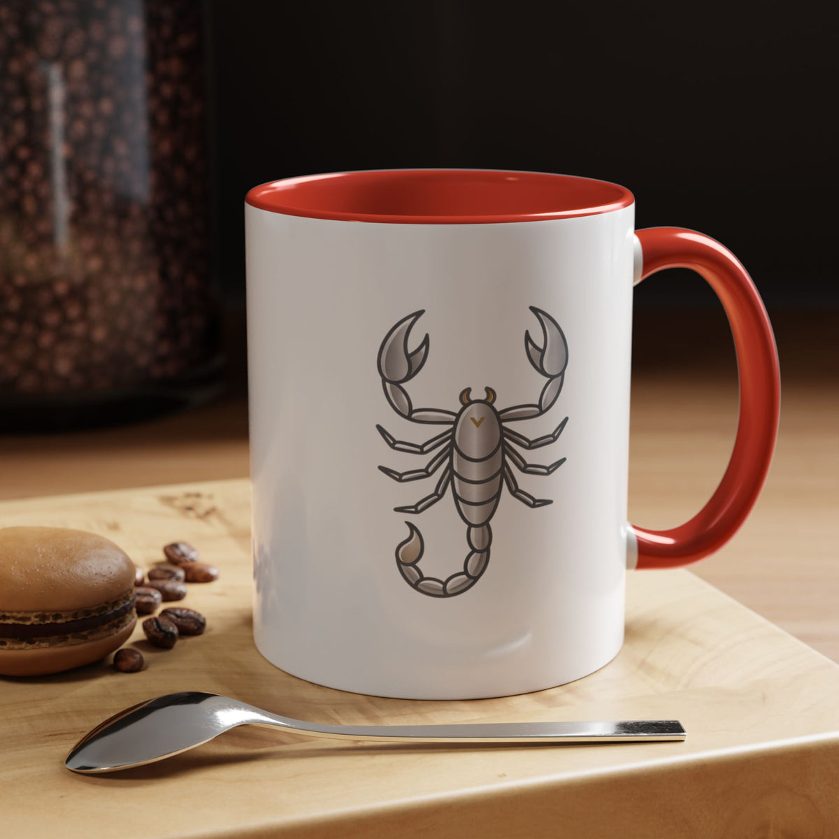 Scorpio Zodiac Accent Coffee Mug — Silver Scorpion Astrology Gift