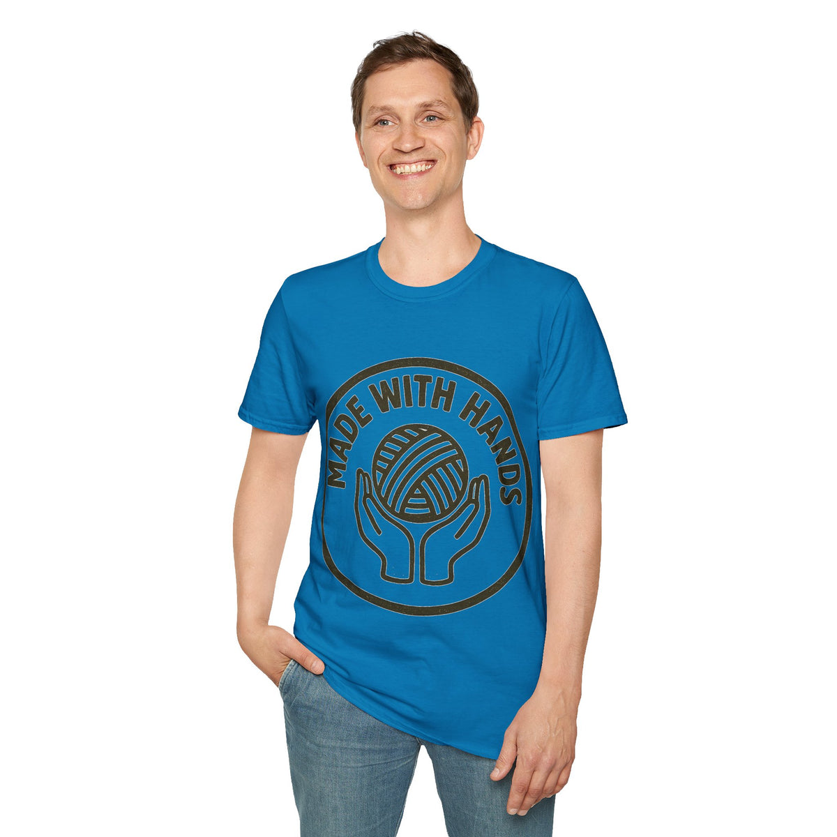 "Made With Hands" Vintage Ball of Yarn Logo Tee - Crafting Crochet Retro White T-Shirt - Trending Now - September 2026
