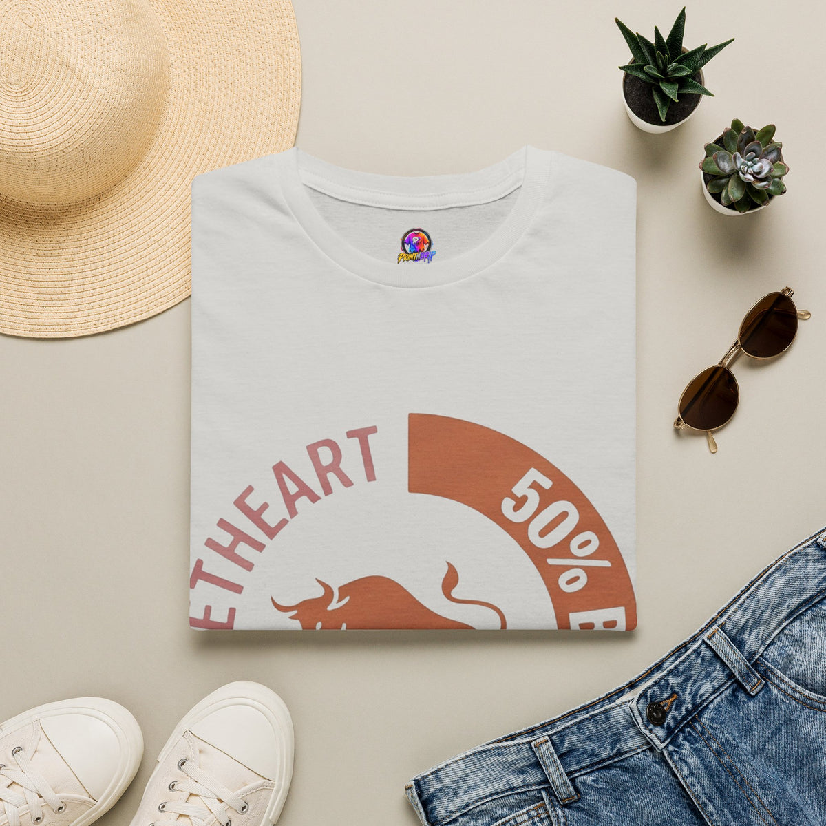 Taurus Bull 50% Sweetheart Graphic T-Shirt — Zodiac Taurus Valentine Tee