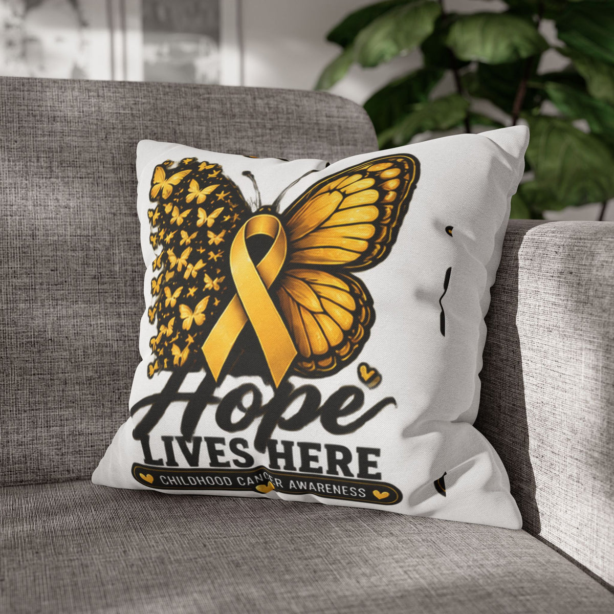 Hope Lives Here Childhood Cancer Awareness Pillowcase