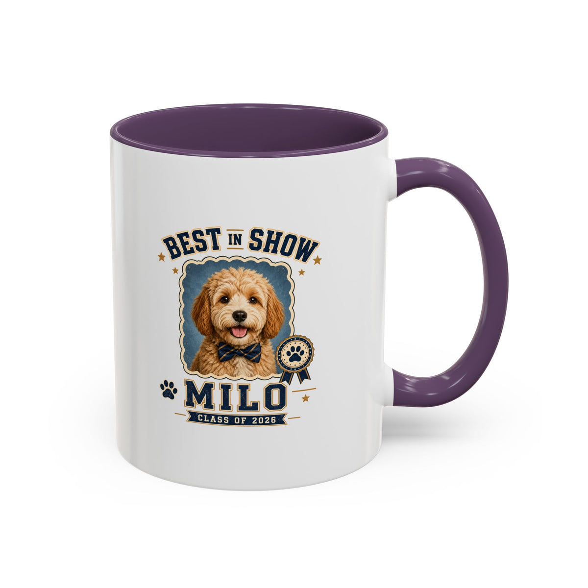 Milo Bailey Dog Dad Mom Best in Show Milo Personalized Dog Coffee Mug — Custom Pet Name Accent Mug