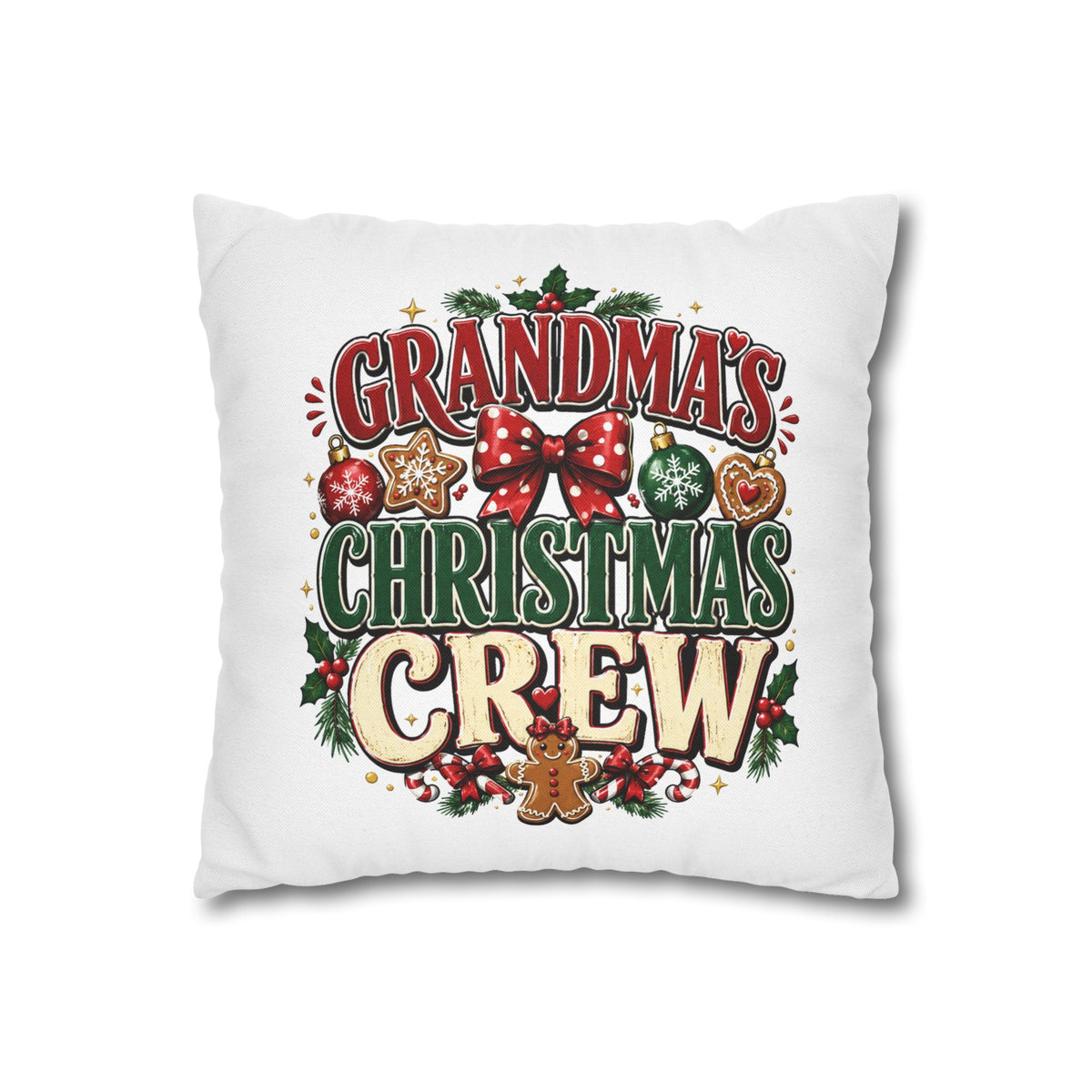 Grandma's Christmas Crew Holiday Pillowcase — Festive Family Decor