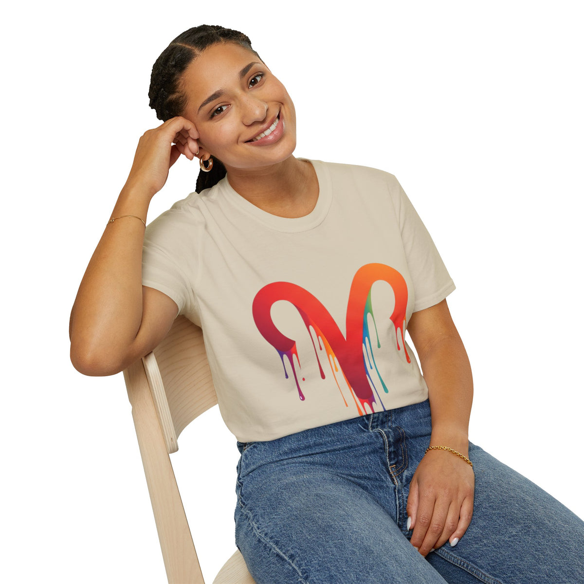 Aries Rainbow Drip T-Shirt — Colorful Dripping Zodiac Graphic Tee