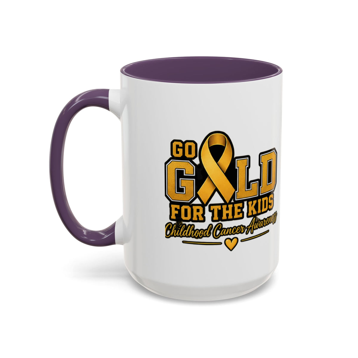 Gold For The Kids Coffee Mug — Childhood Cancer Awareness Accent Mug (11/15oz)