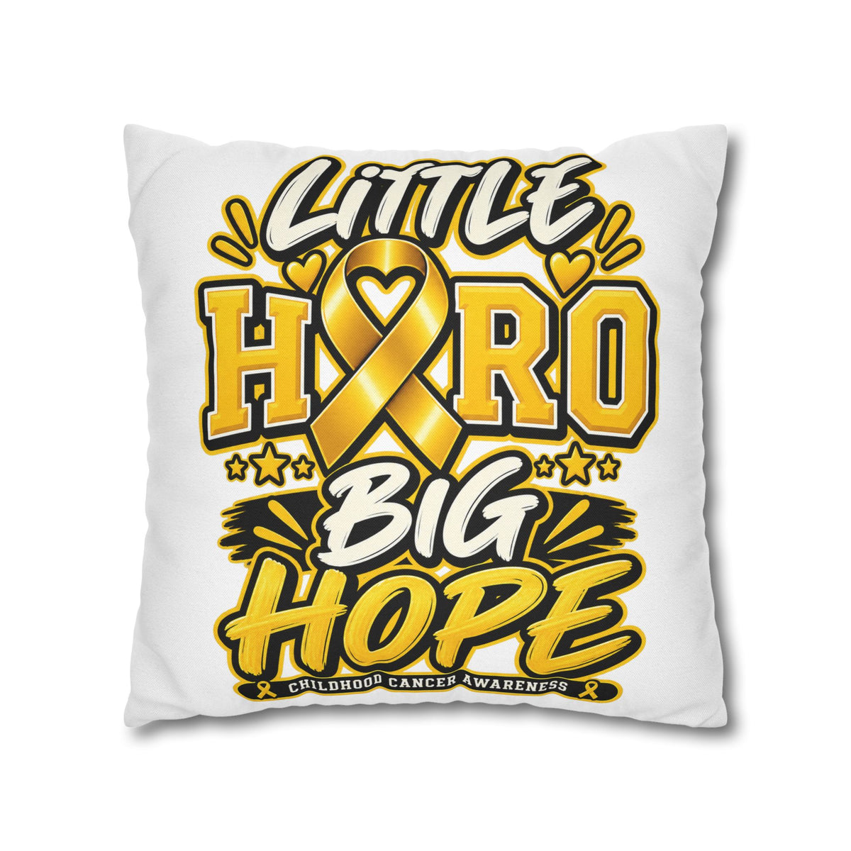 Pillowcase — "Little Hero Big Hope" Childhood Cancer Awareness Cushion Cover