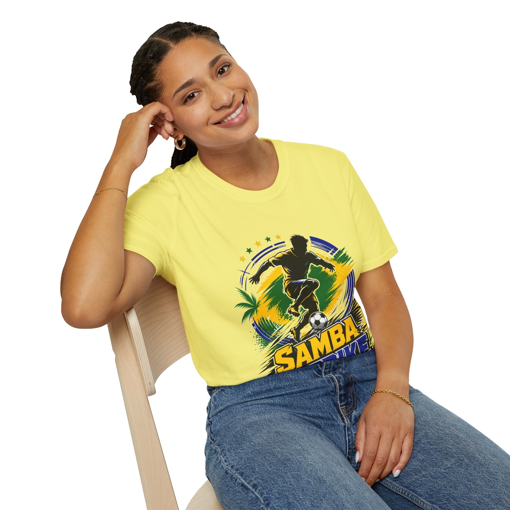 Brazil  Samba Strike Soccer T-Shirt — Brazilian Football Player Graphic Tee