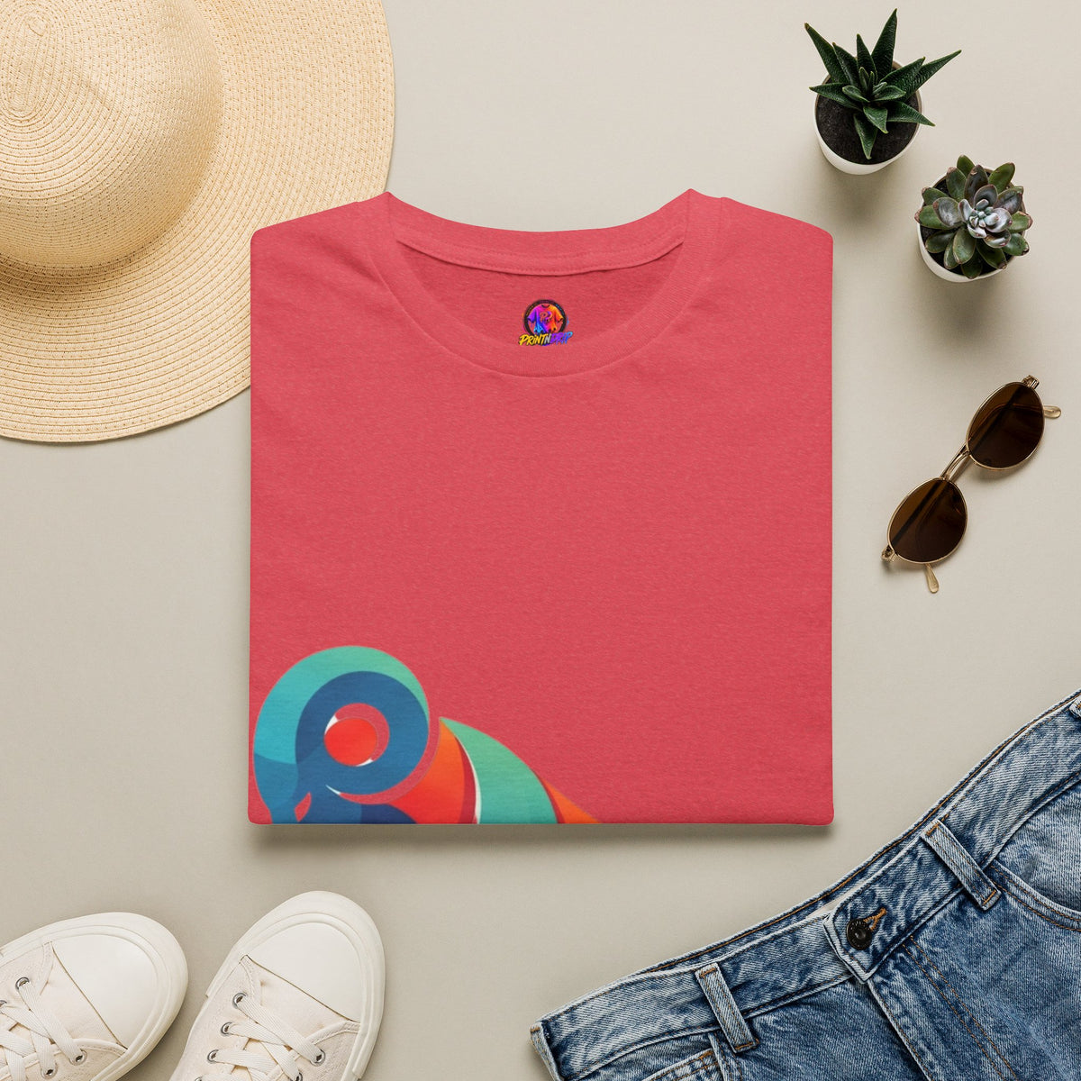 Ram Graphic T-Shirt — Colorful Geometric Sheep/Goat Art