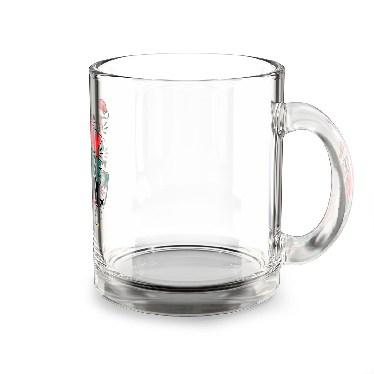 Modern Day Christmas Glass Mug  10oz Holiday Baggage Claim Glass Mug — 10oz Christmas Travel Coffee Cup