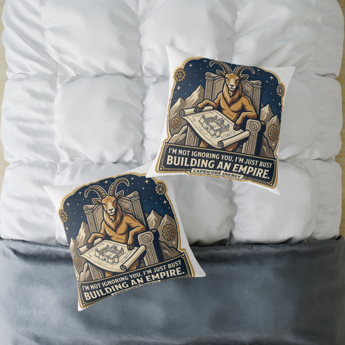 Capricorn Zodiac Pillow I'm Not Ignoring You I'm Just Busy Building An Empire Square Poly Canvas Pillow