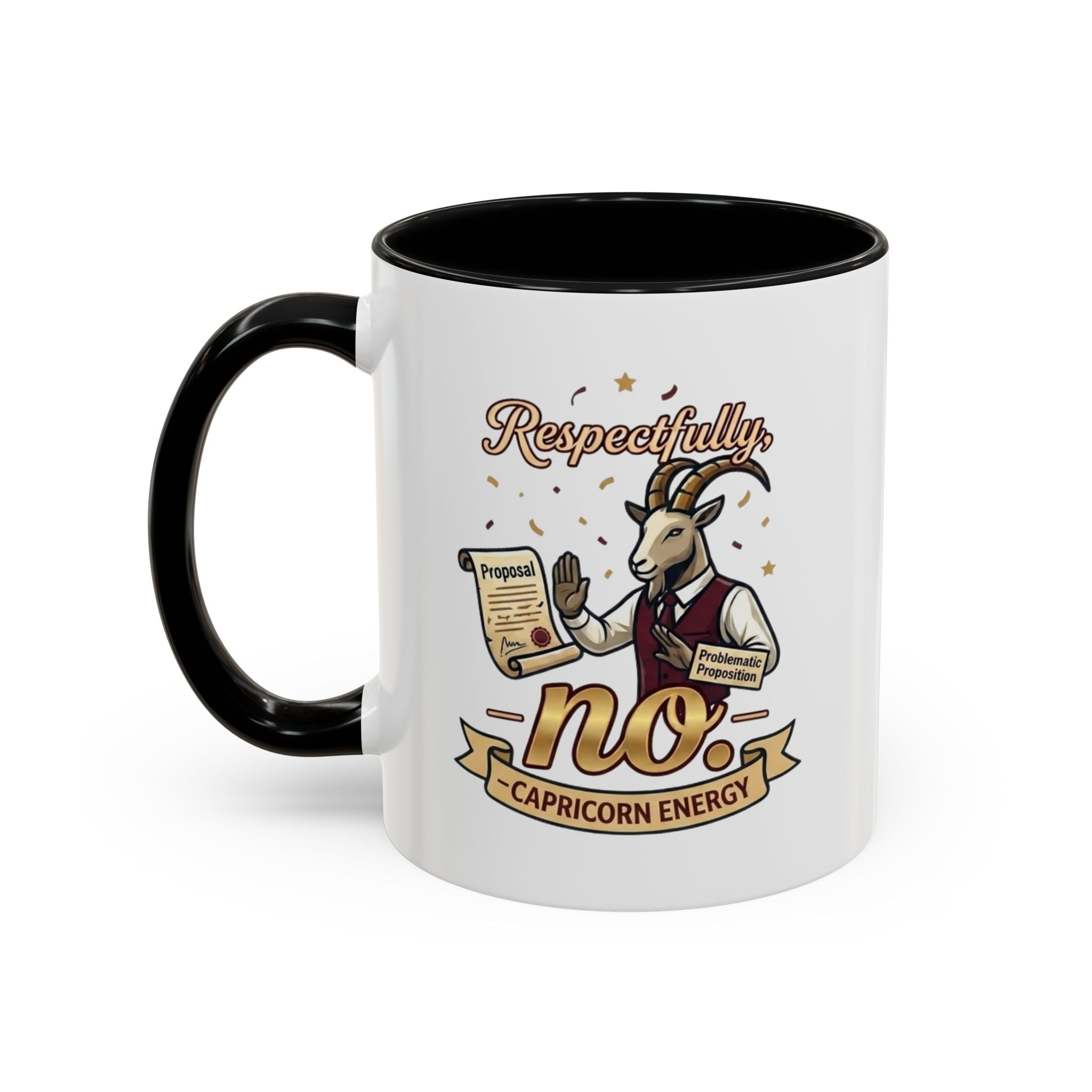 Respectfully No Capricorn Energy Coffee Mug — Zodiac Goat Astrology Gift (11/15oz)