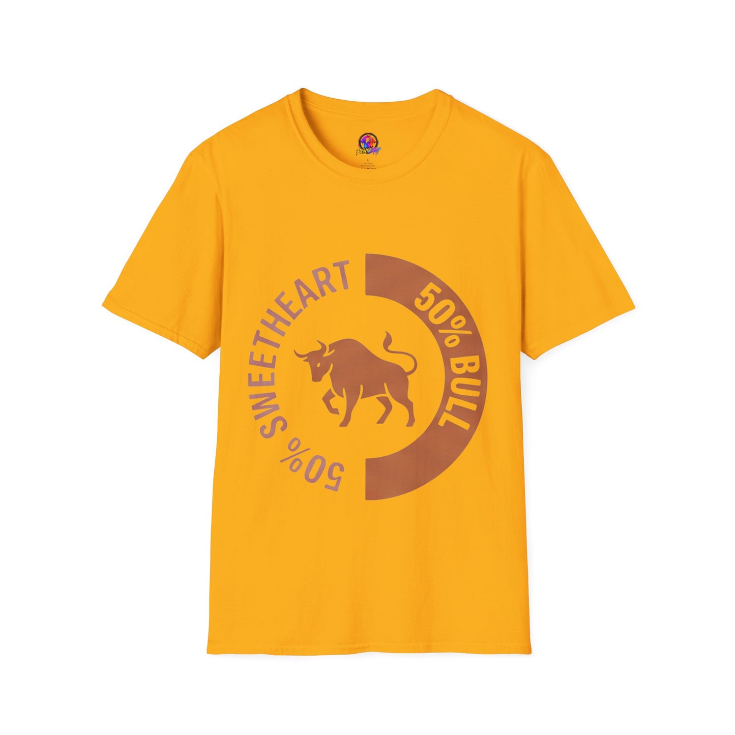 Bull Percentage Graphic T-Shirt — "50% Bull, 50% Sweetheart" Casual Tee