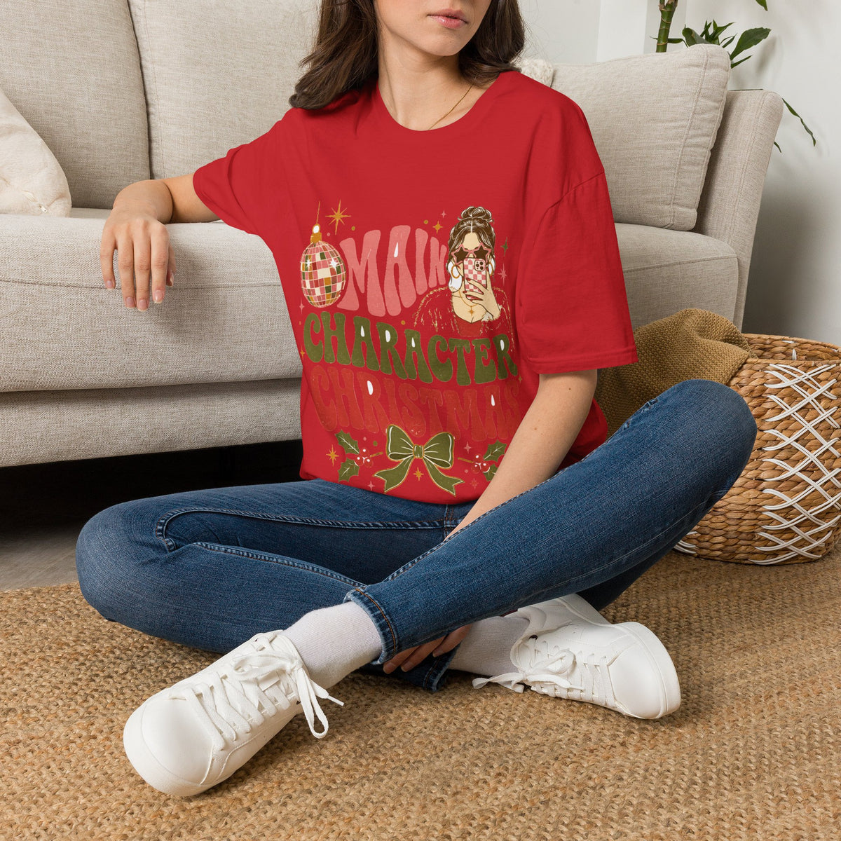 Christmas T-Shirt — "Main Character Christmas" Graphic Tee (Holiday Mom Aesthetic)