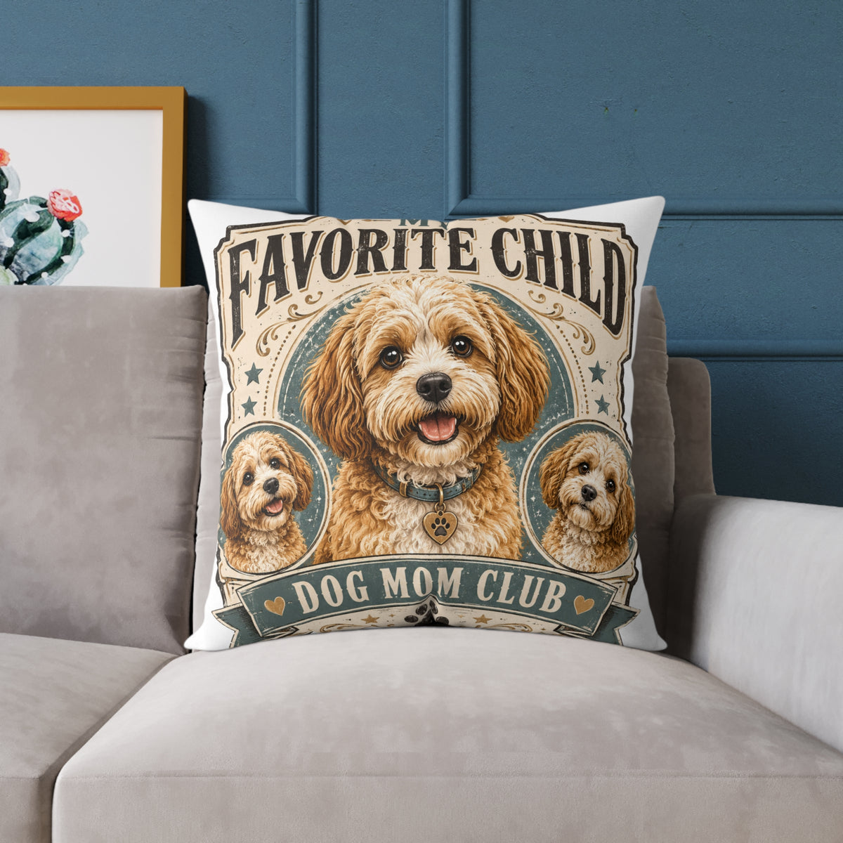 Favorite Child Dog Mom Club Pillow  Milo Bailey Dog Dad Mom — Cute Dog Mom Decorative Throw Pillow