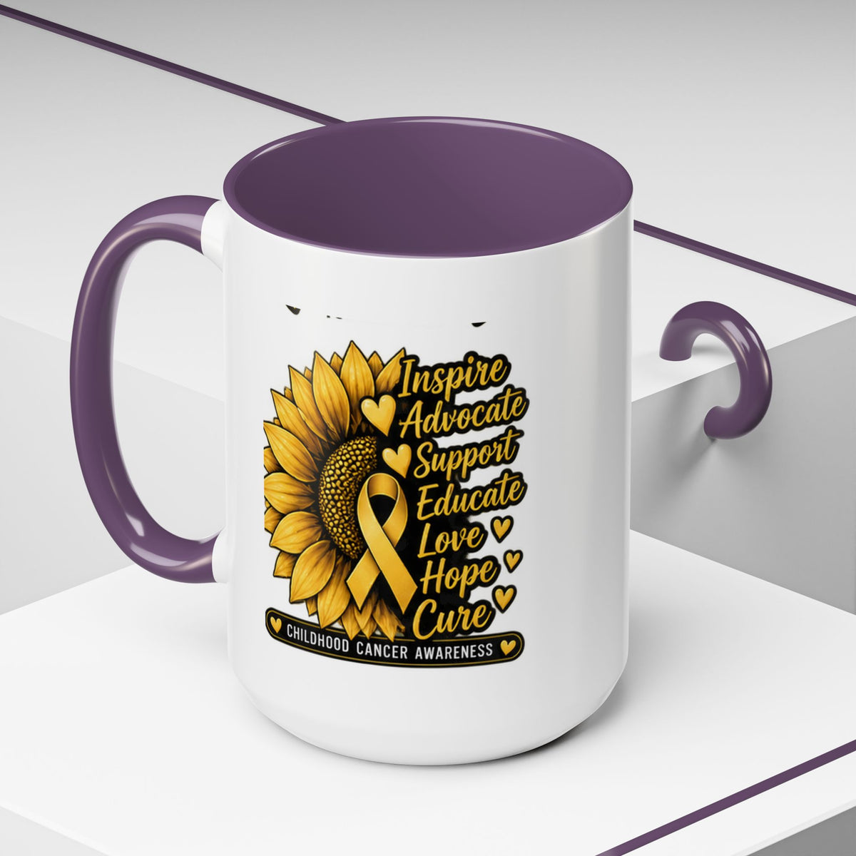 Childhood Cancer Awareness Sunflower Accent Coffee Mug (11/15oz)