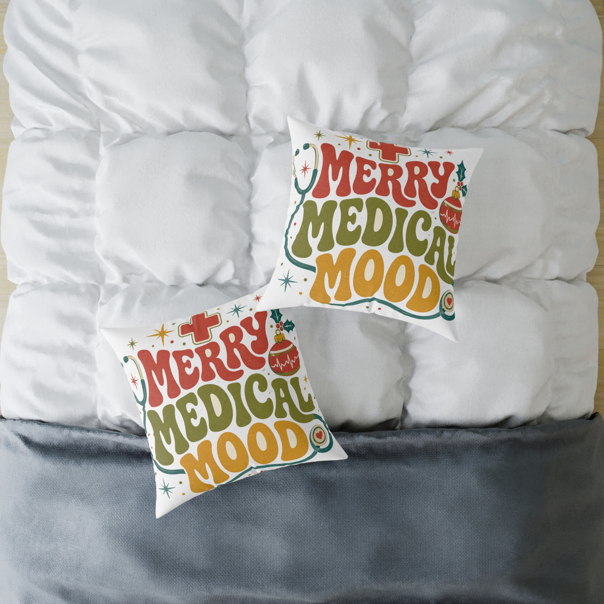 Merry Medical Mood Holiday Modern Day Christmas Throw Pillow