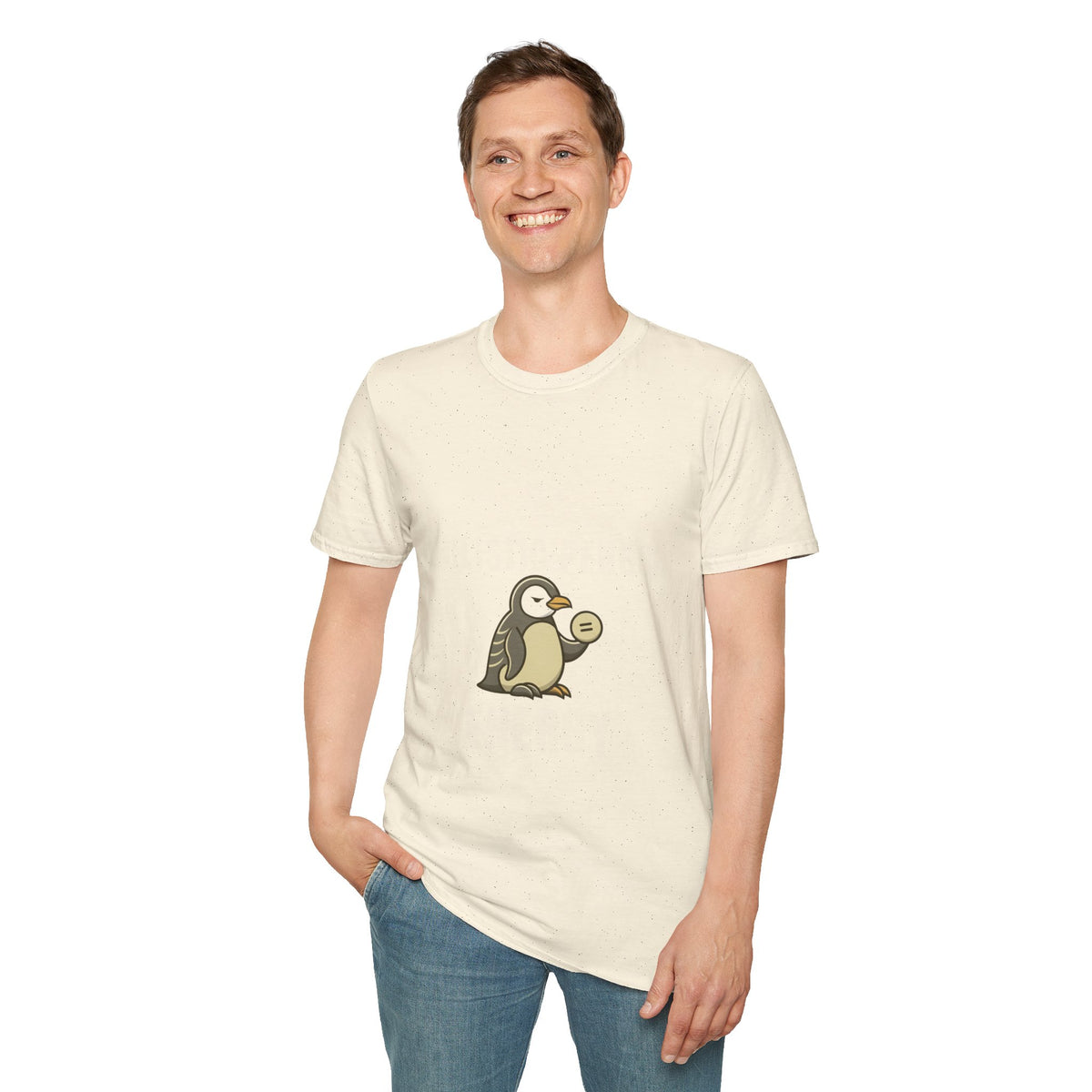 Penguin Coin Graphic T-Shirt — Cute Minimalist Penguin Holding Coin Tee - Trending Now - September 2026