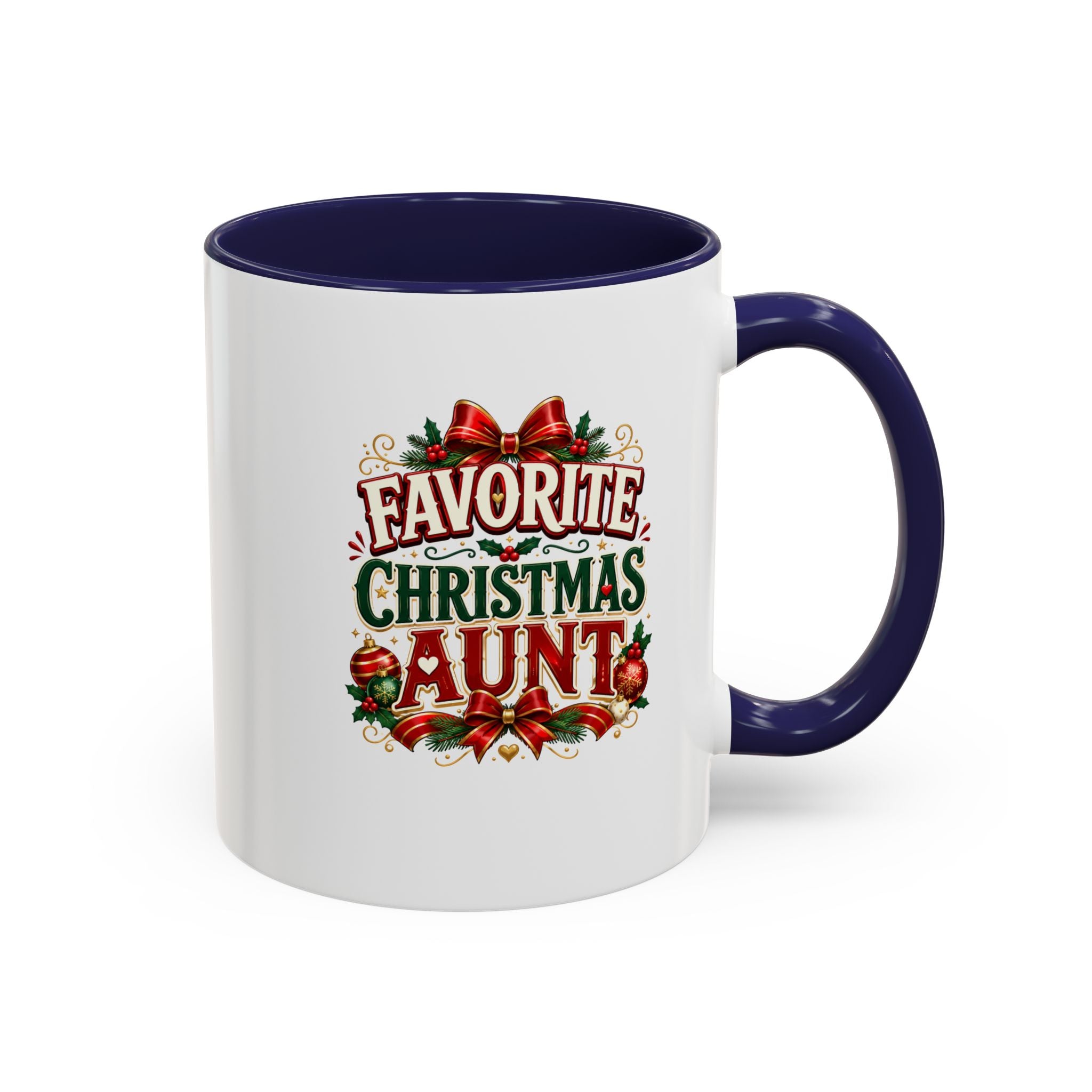 Christmas Aunt Coffee Mug — "Favorite Christmas Aunt" Accent Holiday Mug
