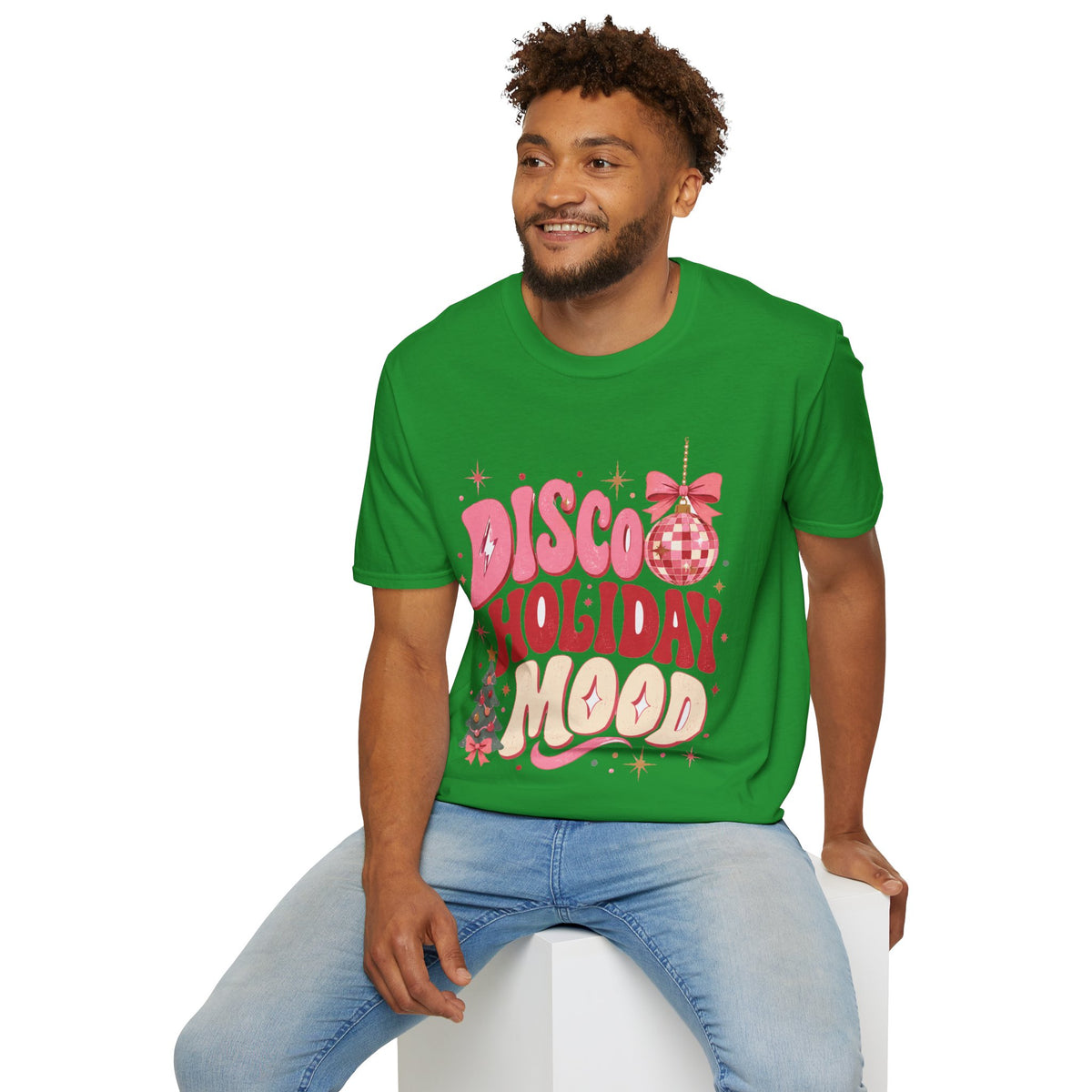Disco Holiday T-Shirt — Retro Pink Disco Ball Christmas Tee