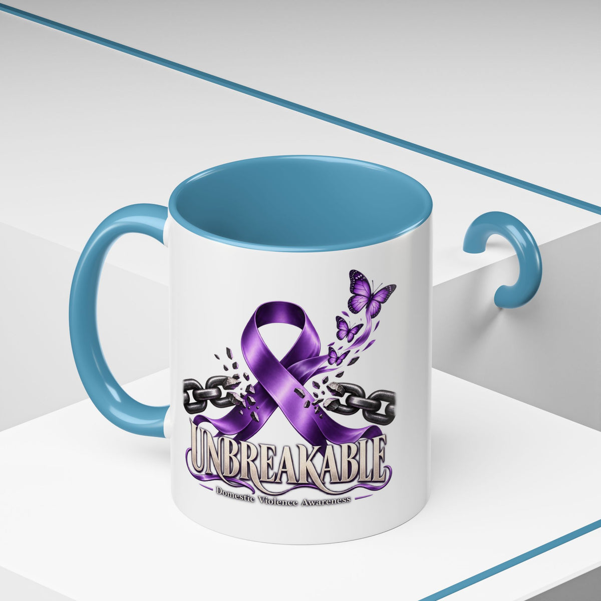 Unbreakable Purple Ribbon Coffee Mug —Domestic Violence Awareness Support Accent Mug