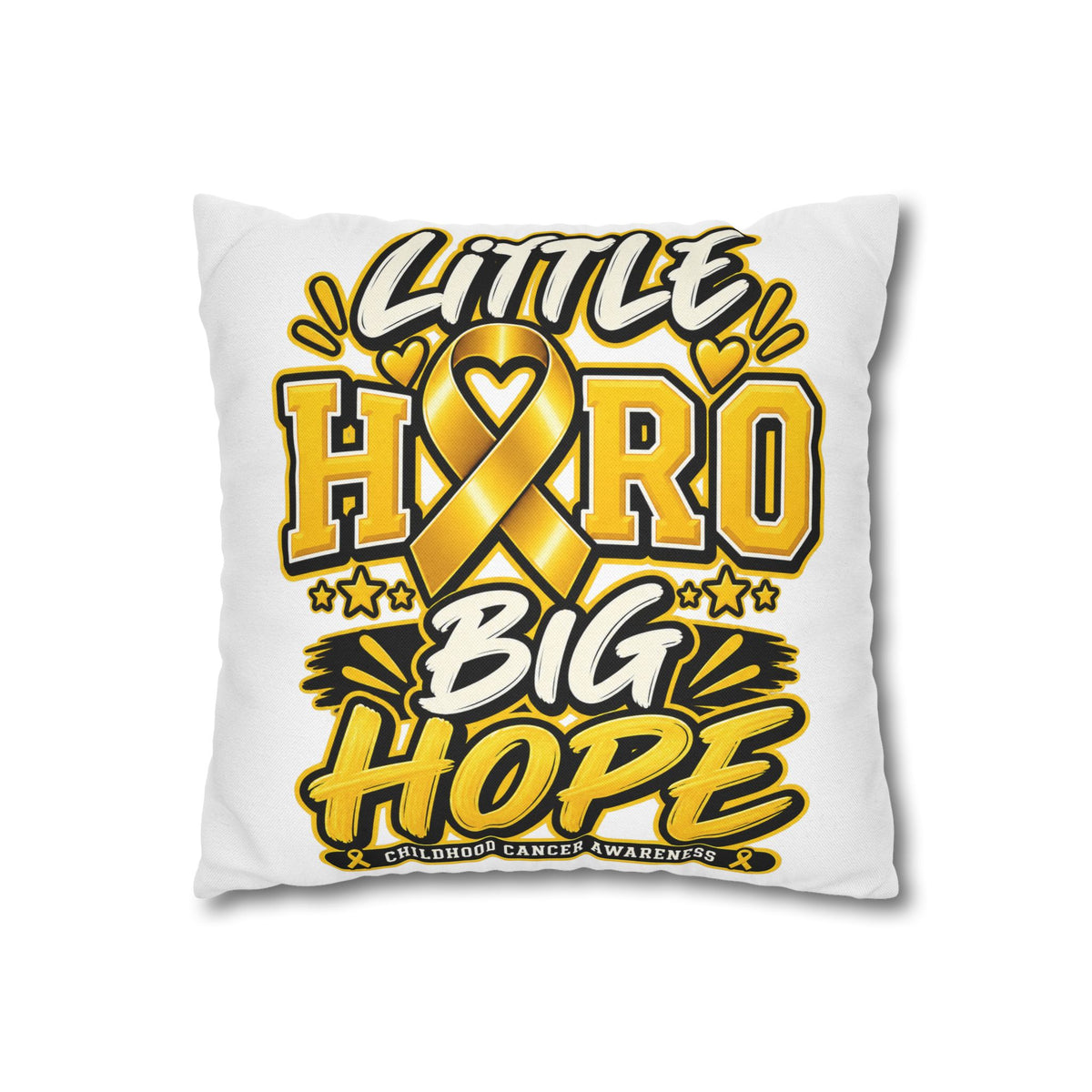 Pillowcase — "Little Hero Big Hope" Childhood Cancer Awareness Cushion Cover