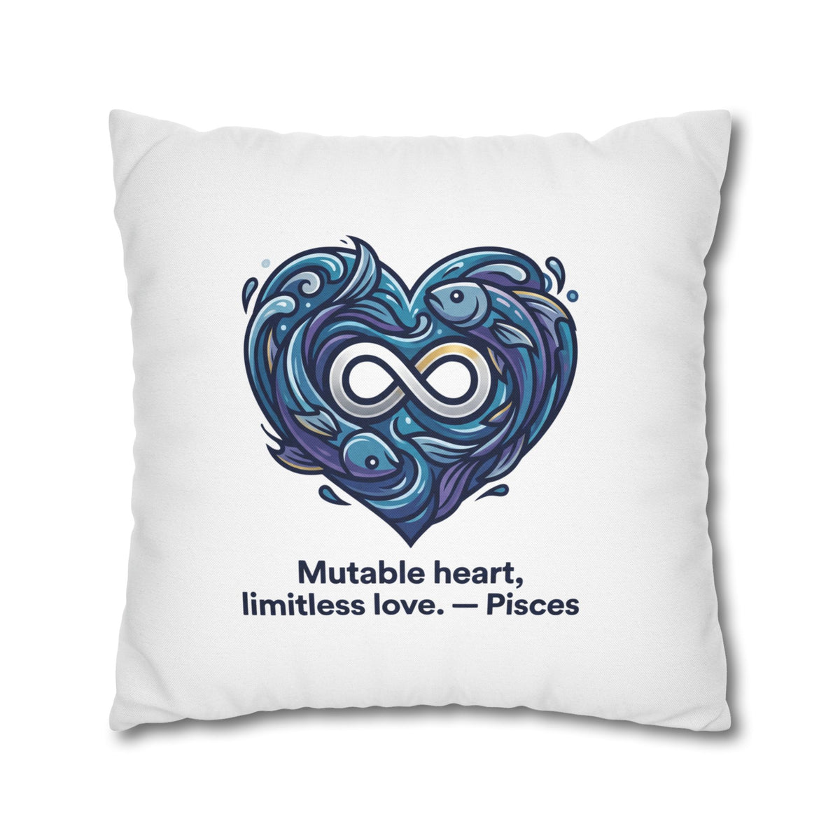 Pisces Infinity Heart Pillowcase — "Mutable heart, limitless love."