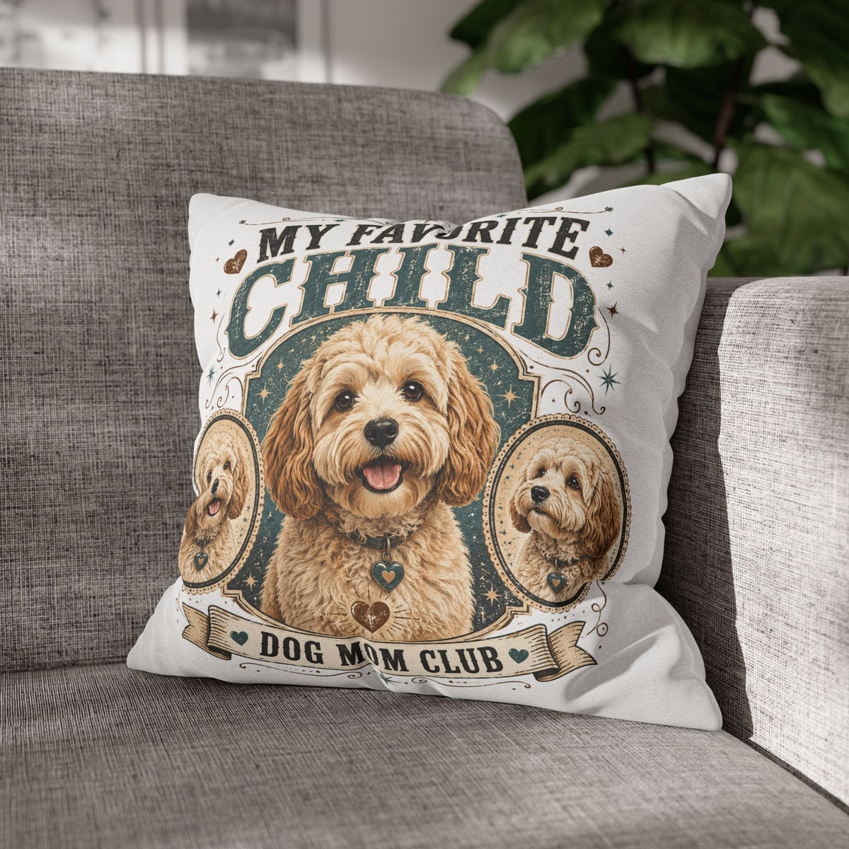 My Favorite Child Dog Mom Club Pillowcase Milo Bailey Dog Dad Mom — Doodle Pet Lover Decorative Throw Pillowcase