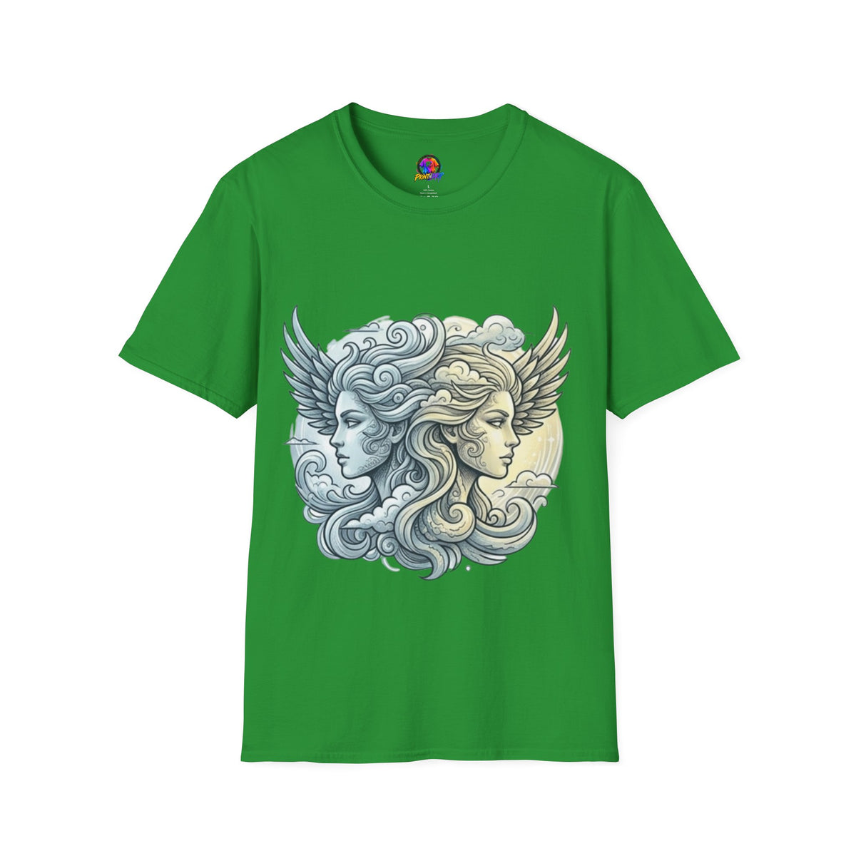 Mythic Moon & Sun Faces T-Shirt — Celestial Duality Graphic Tee