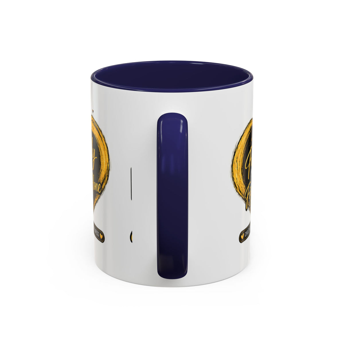 Childhood Cancer Awareness Accent Coffee Mug — "In This Family No One Fights Alone"