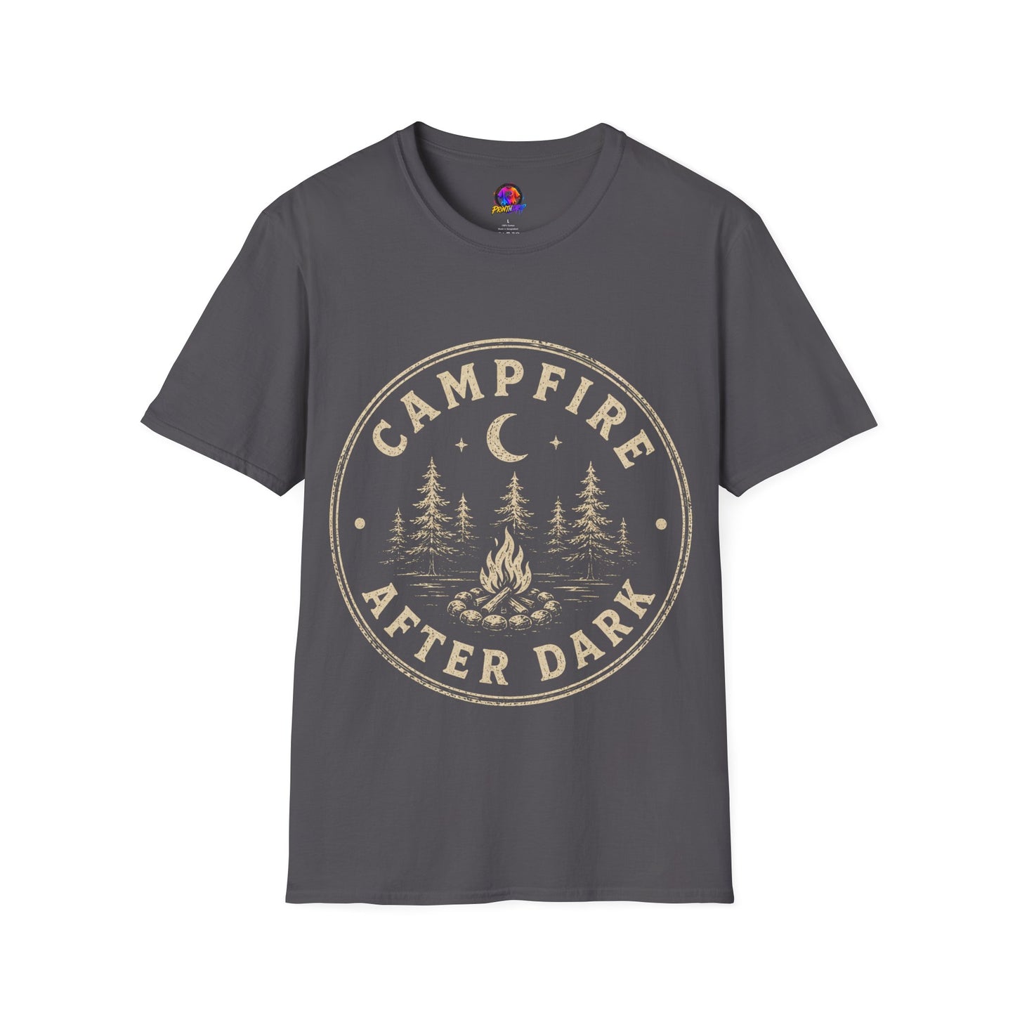 Campfire After Dark T-Shirt — Vintage Moon & Pines Camping Tee