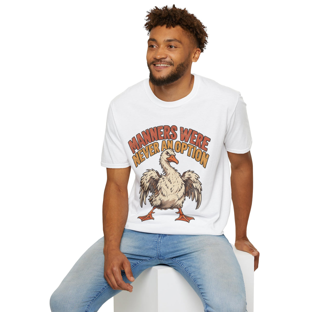 Funny And Witty “Manners Were Never An Option” Goose Graphic T-Shirt