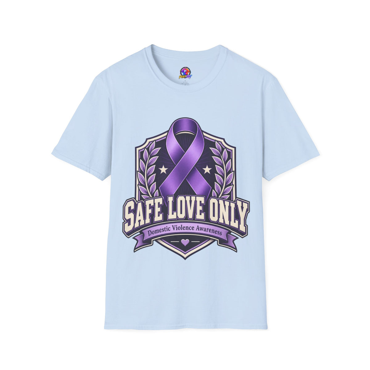Domestic Violence Awareness T-Shirt — "Safe Love Only" Purple Ribbon Tee