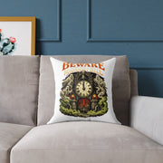 Halloween Beware Of Midnight Square Poly Canvas Pillow
