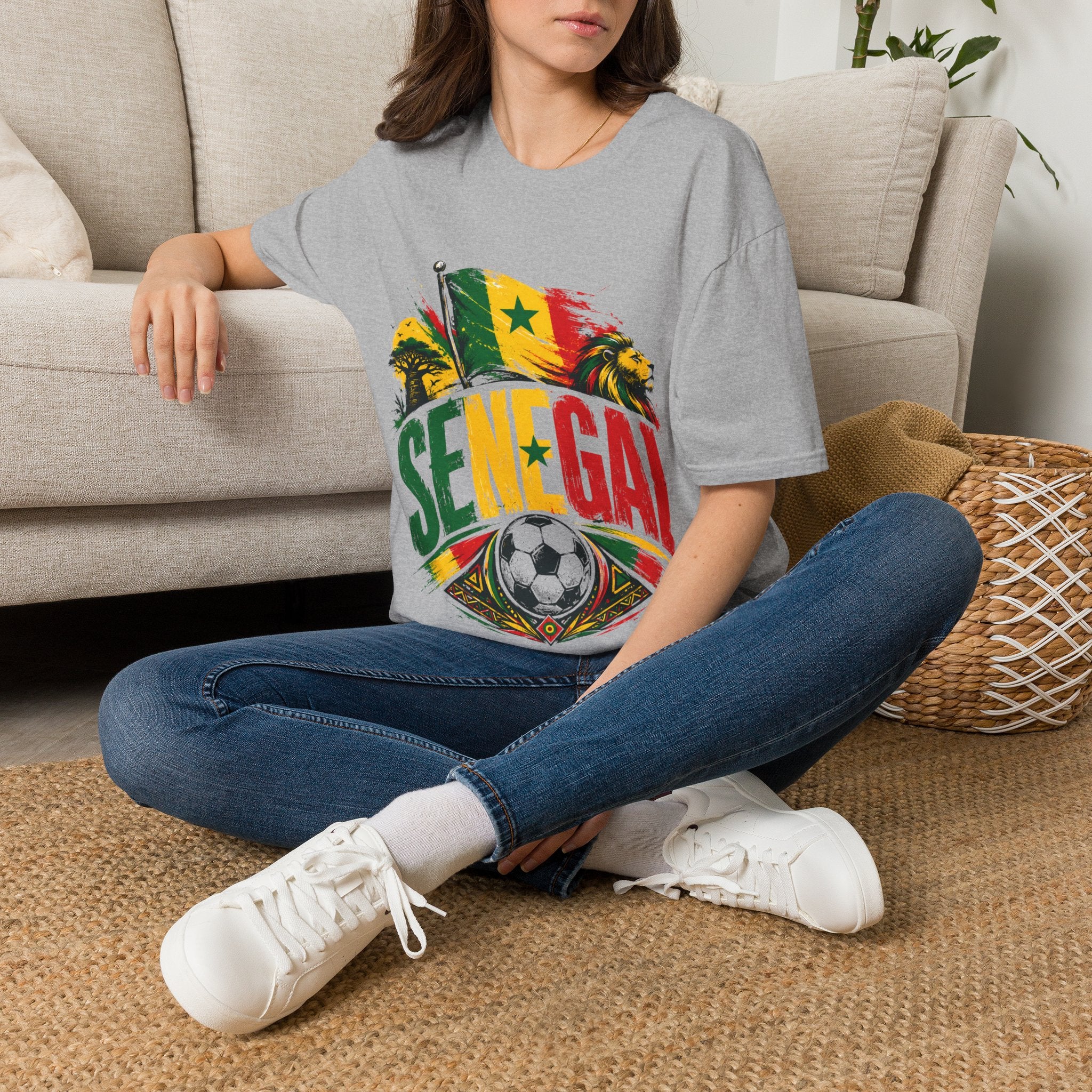 Senegal Flag Soccer T-Shirt — Lion & Football Pride Tee