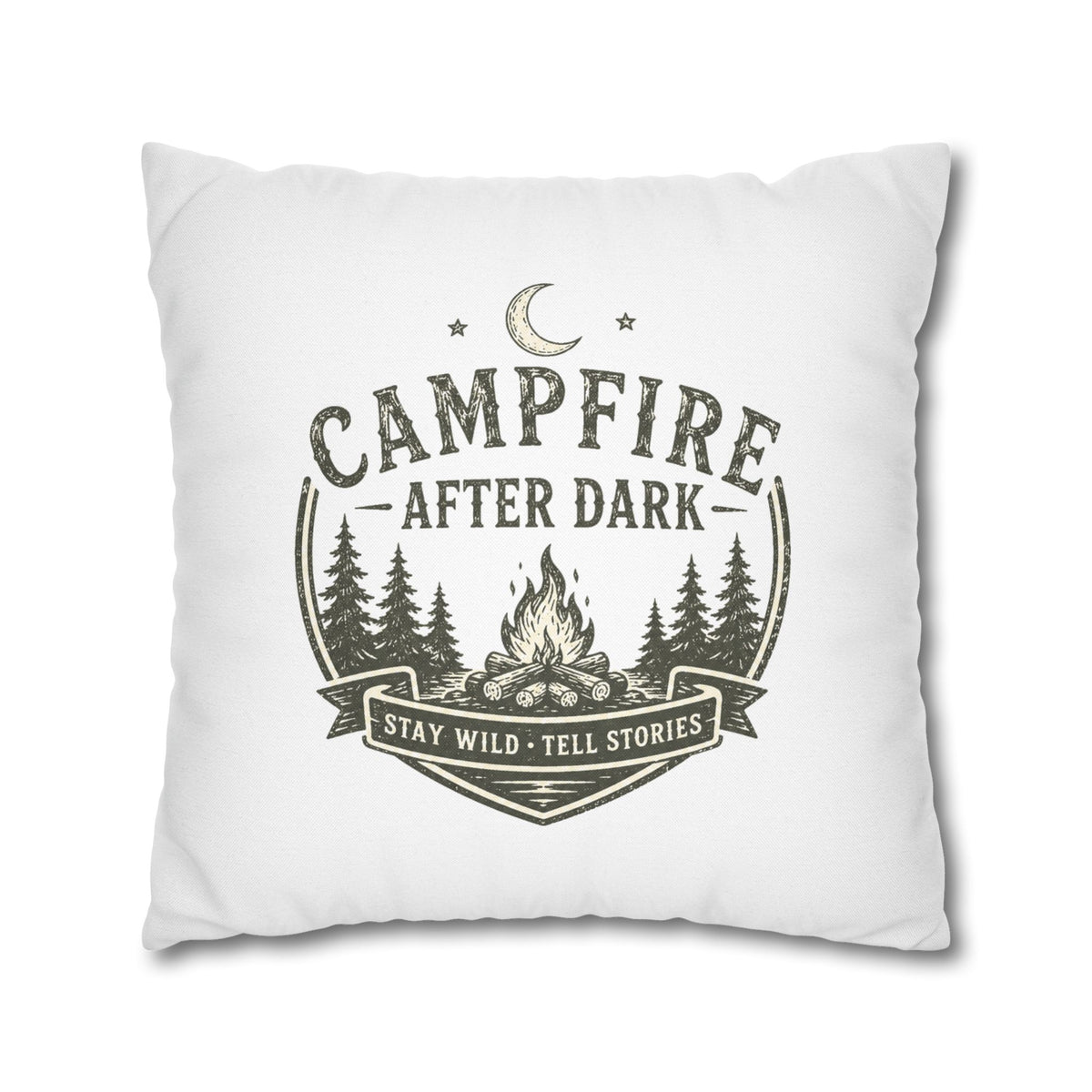 Campfire After Dark Pillowcase Milo Bailey Dog Dad Mom — Rustic Camping Throw Pillow Cover
