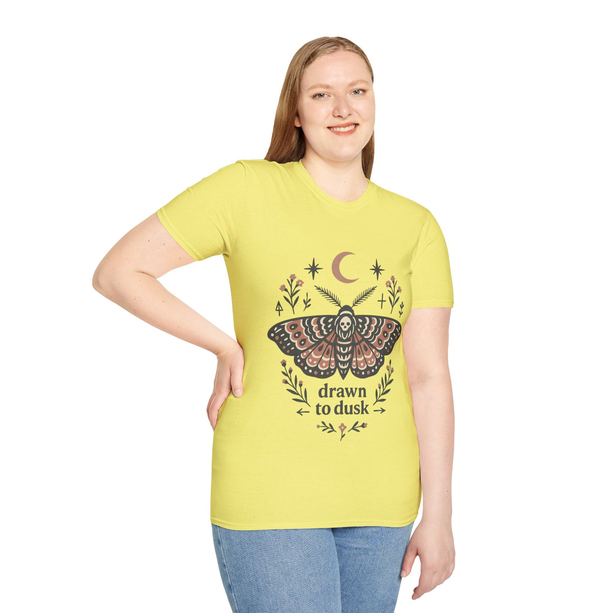Mystic Moth T-Shirt — Crescent Moon & Floral Boho Graphic - Trending Now- August 2026