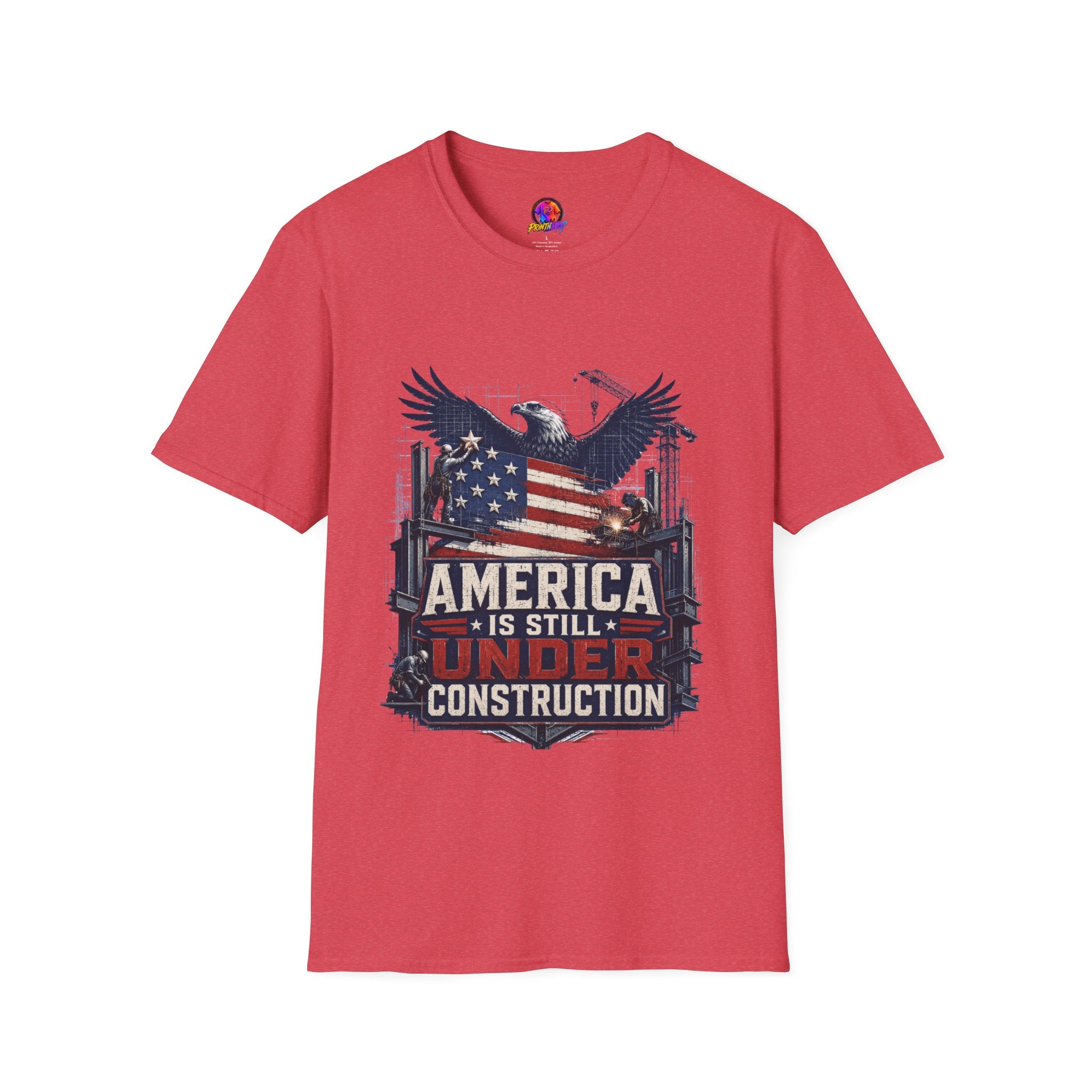 T-Shirt — 'America Is Still Under Construction' Patriotic Eagle Graphic