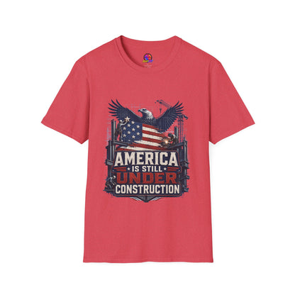 T-Shirt — 'America Is Still Under Construction' Patriotic Eagle Graphic