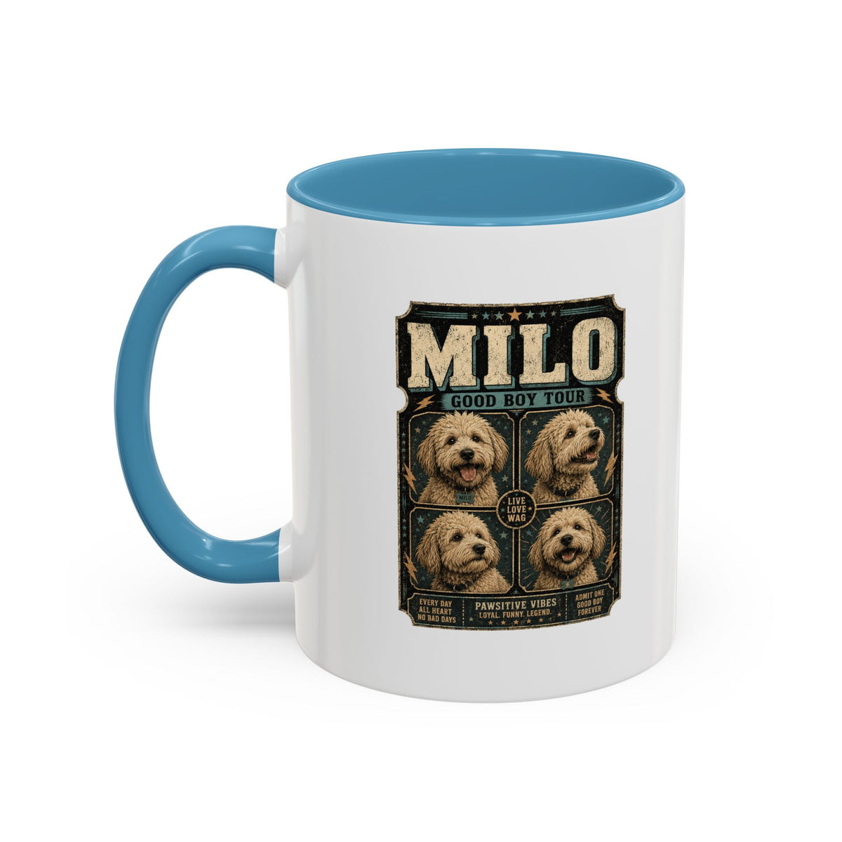 Milo Bailey Dog Dad Mom Personalized Milo Dog Coffee Mug — "Good Boy Tour" Accent Mug