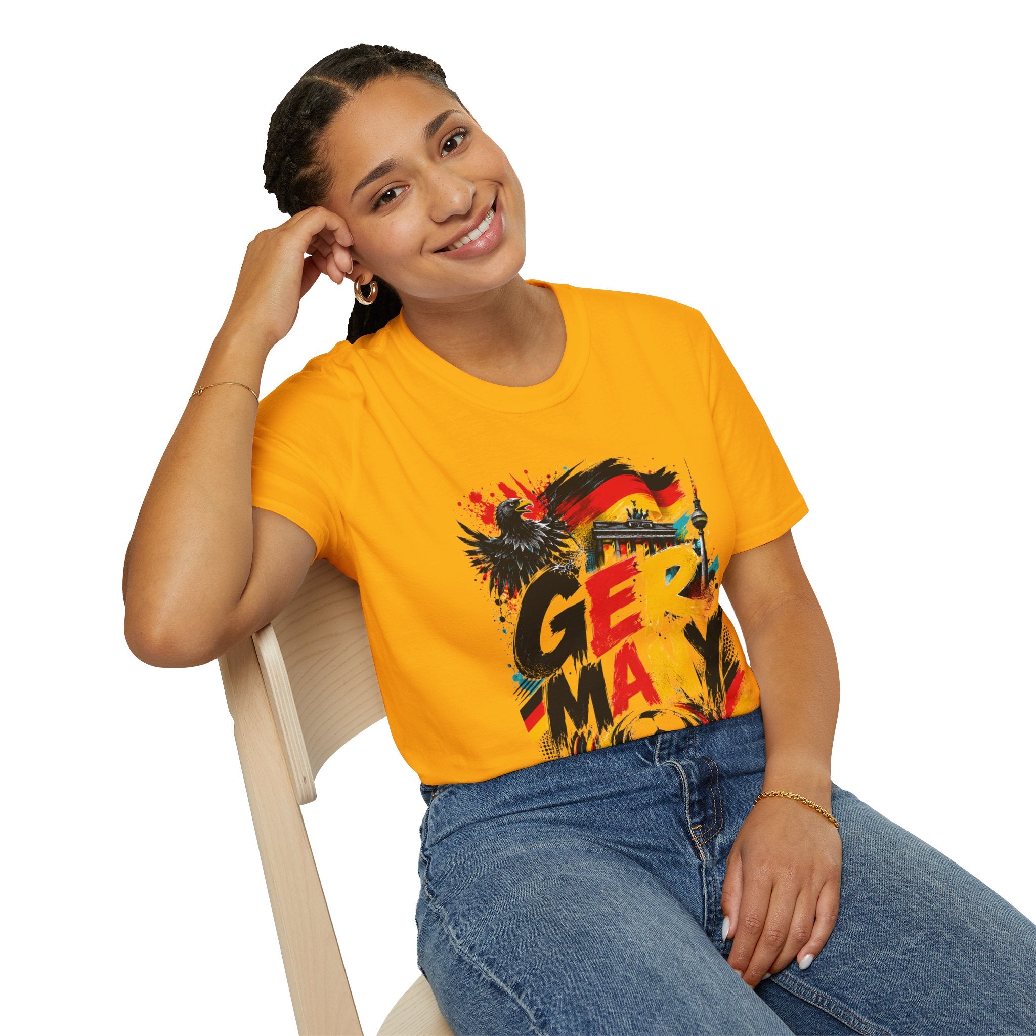 Germany Soccer Graphic T‑Shirt — Flag, Eagle & Brandenburger Tor Design