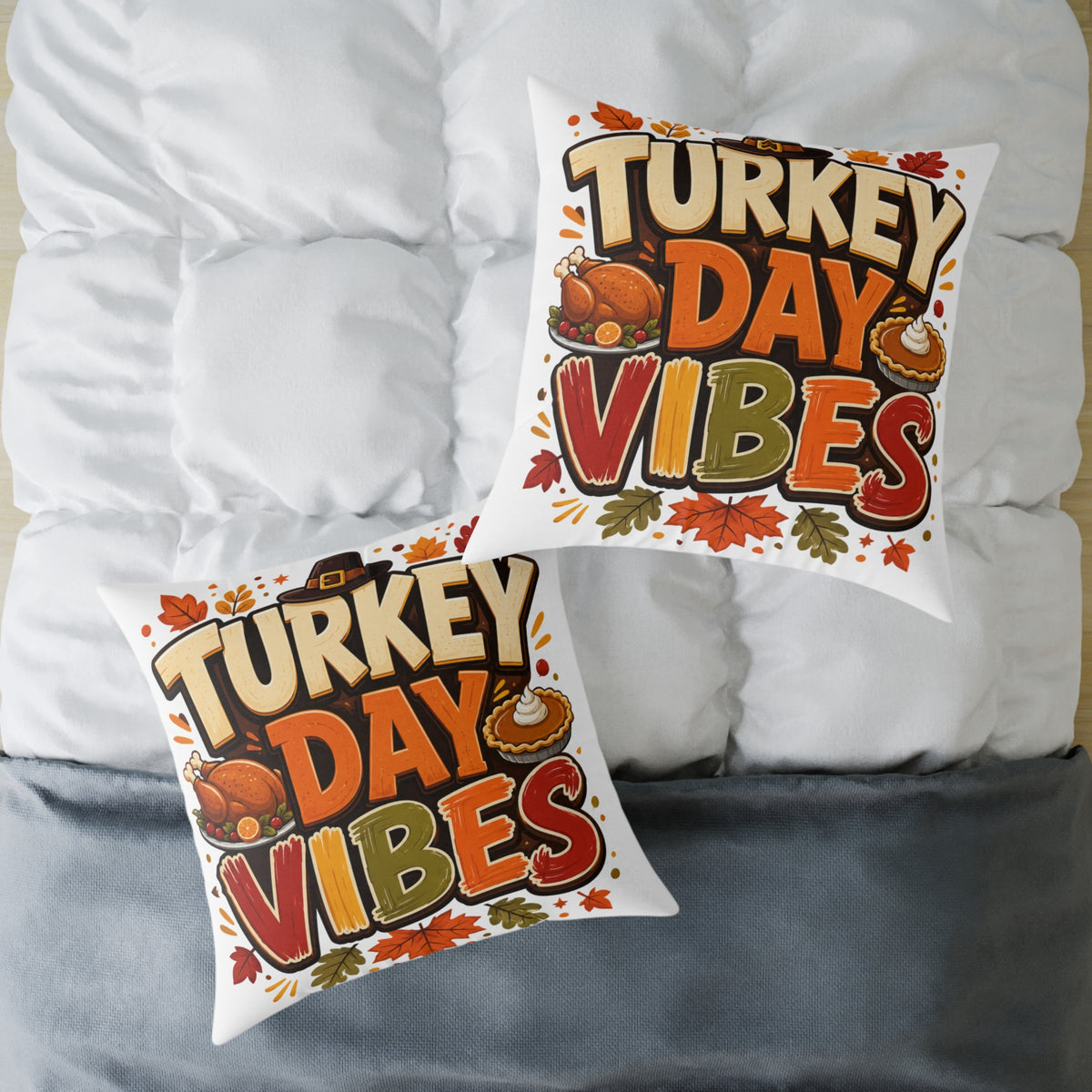 Thanksgiving Turkey Day Vibes Throw Pillow