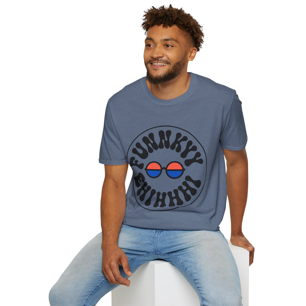 Funky Circle Graphic T-Shirt — Retro Smiley Sunglasses Tee - Trending Now - August 2026