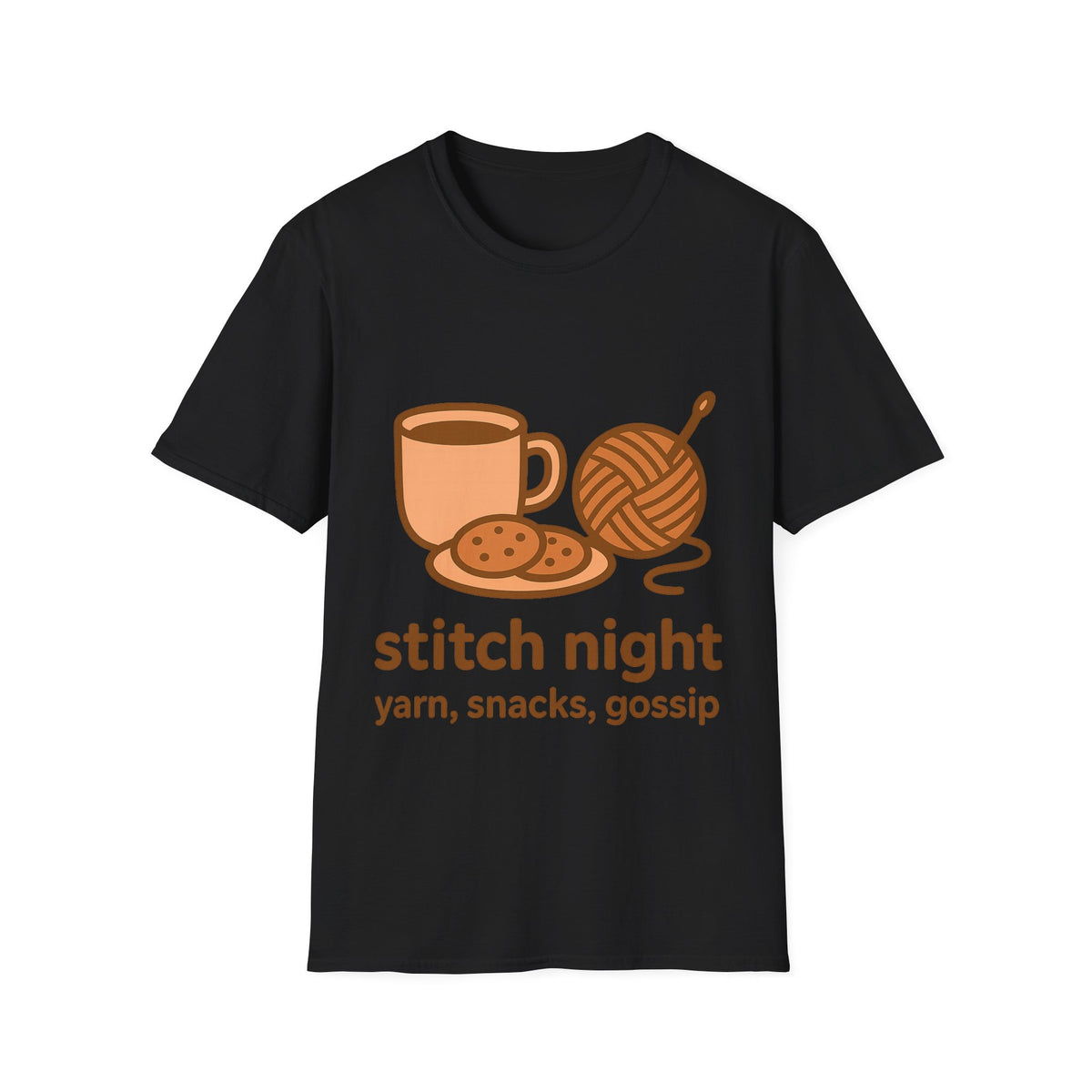 Stitch Night Yarn and Coffee Cozy Knitting White Graphic Tee - Trending Now - September 2026