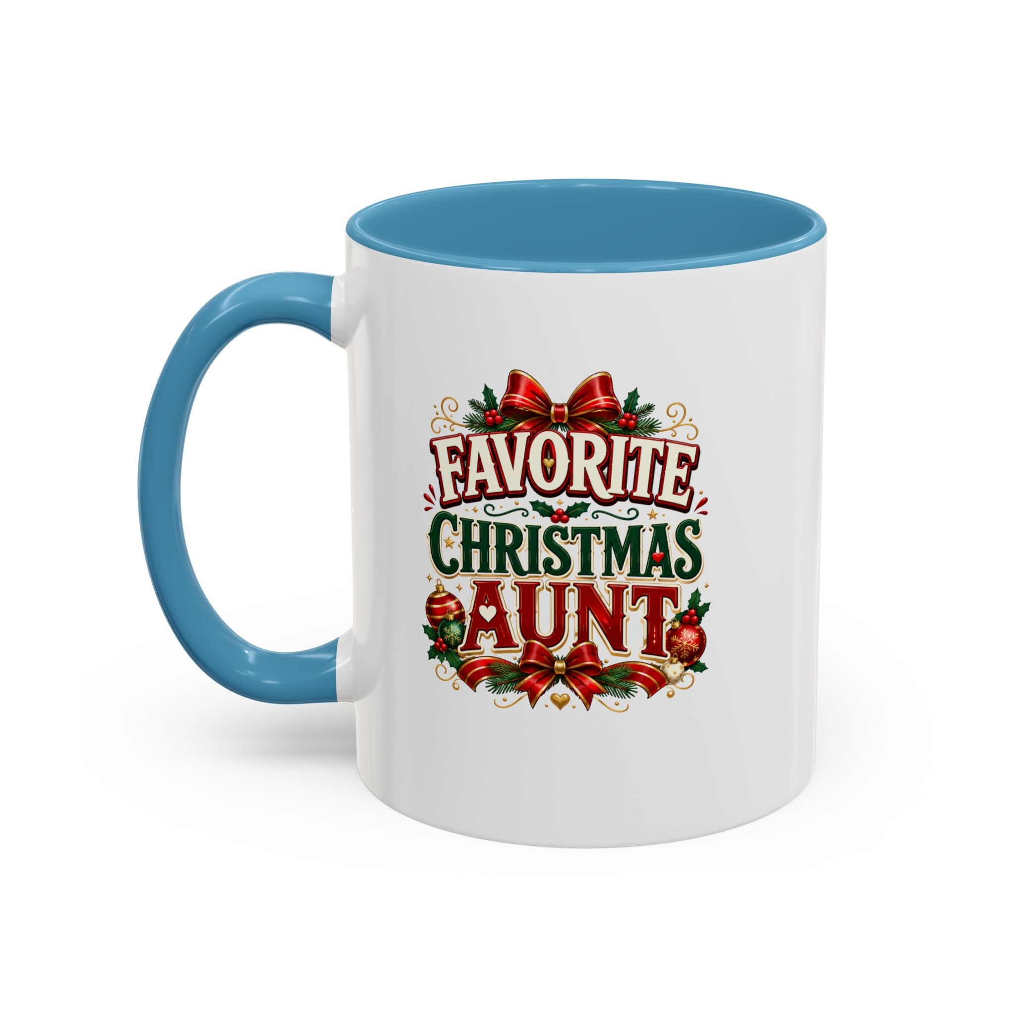 Christmas Aunt Coffee Mug — "Favorite Christmas Aunt" Accent Holiday Mug