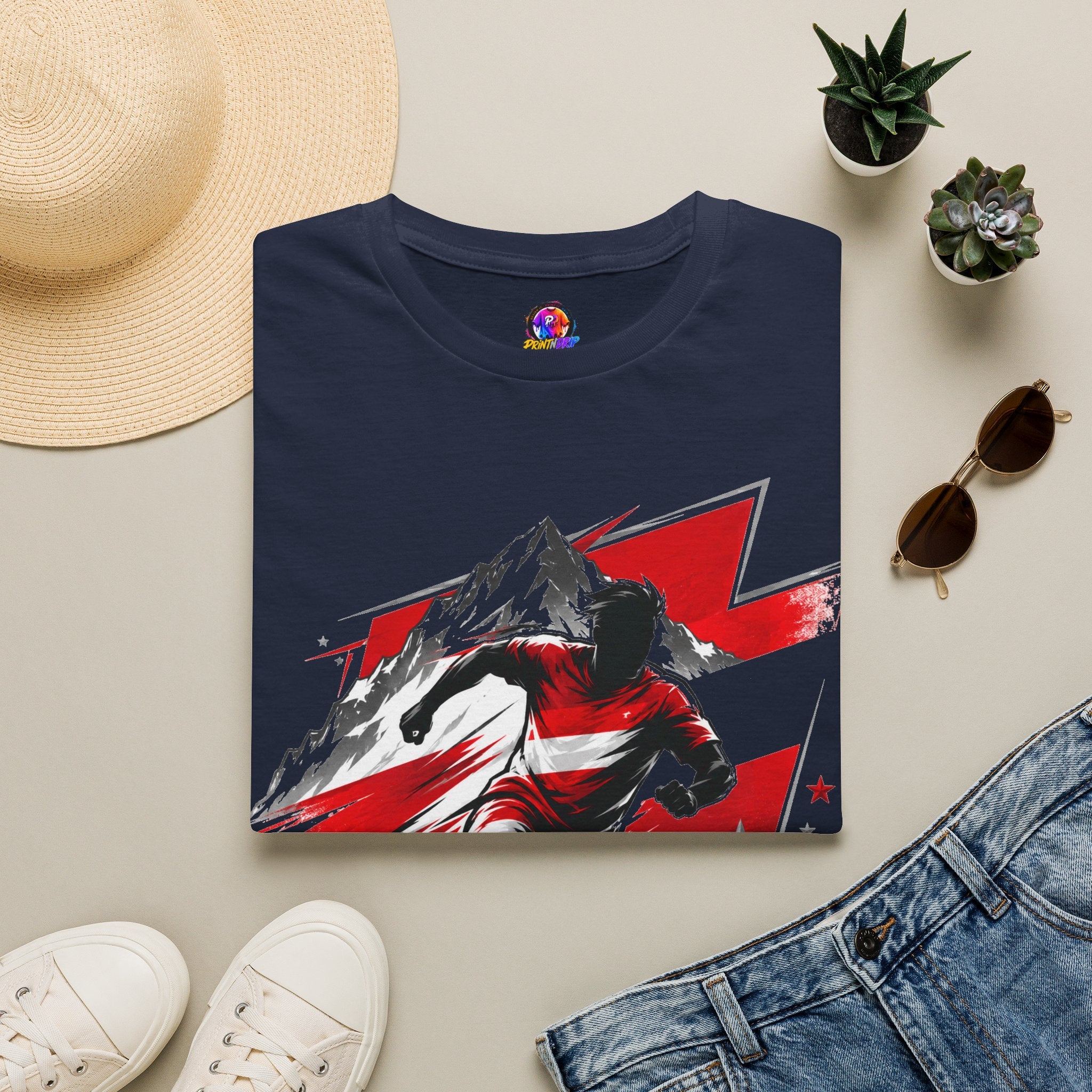 Austria  Alpine Charge Soccer T-Shirt — Mountain Football Graphic Tee -