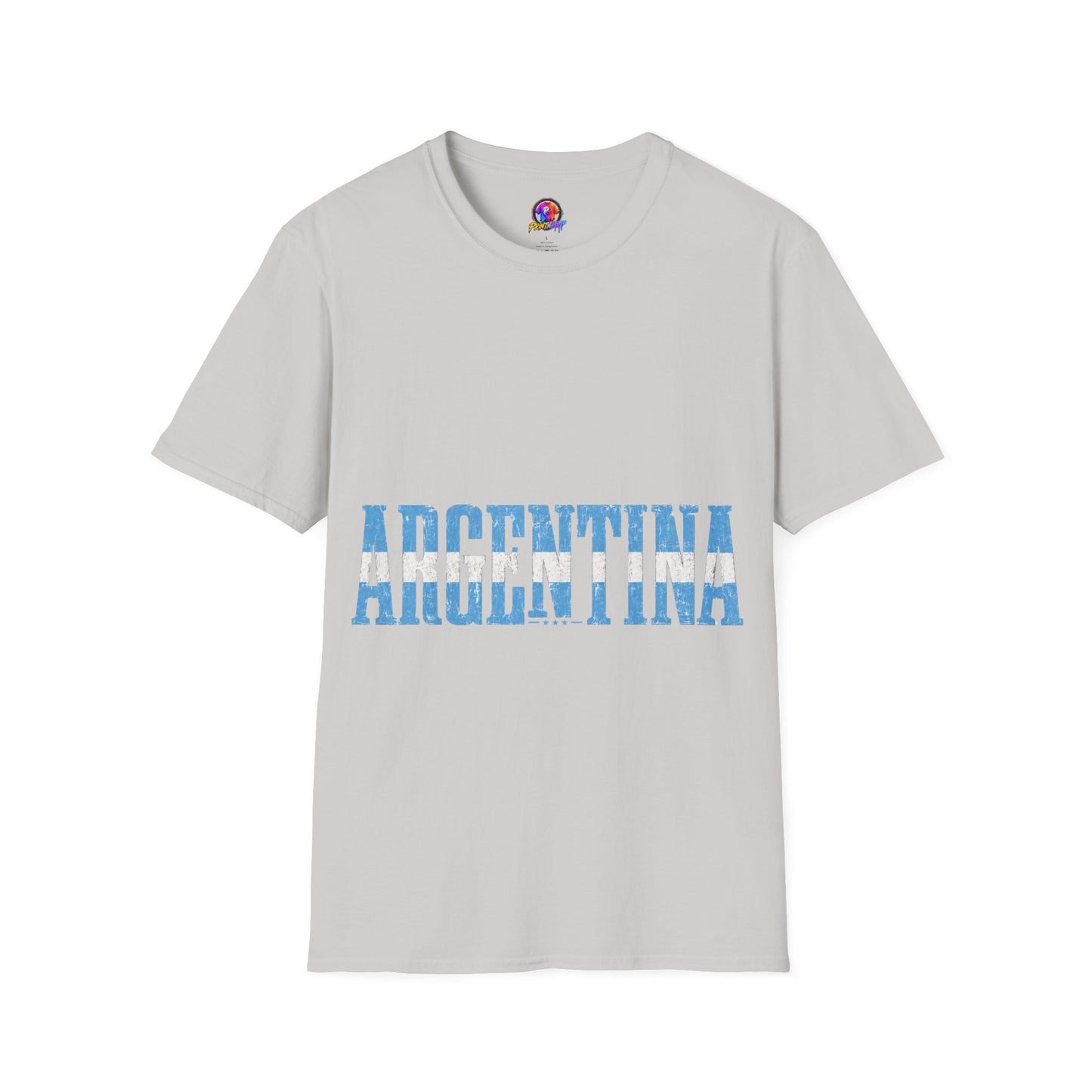 Argentina Stencil Tee — Horizontal Blue Text Argentina T-Shirt