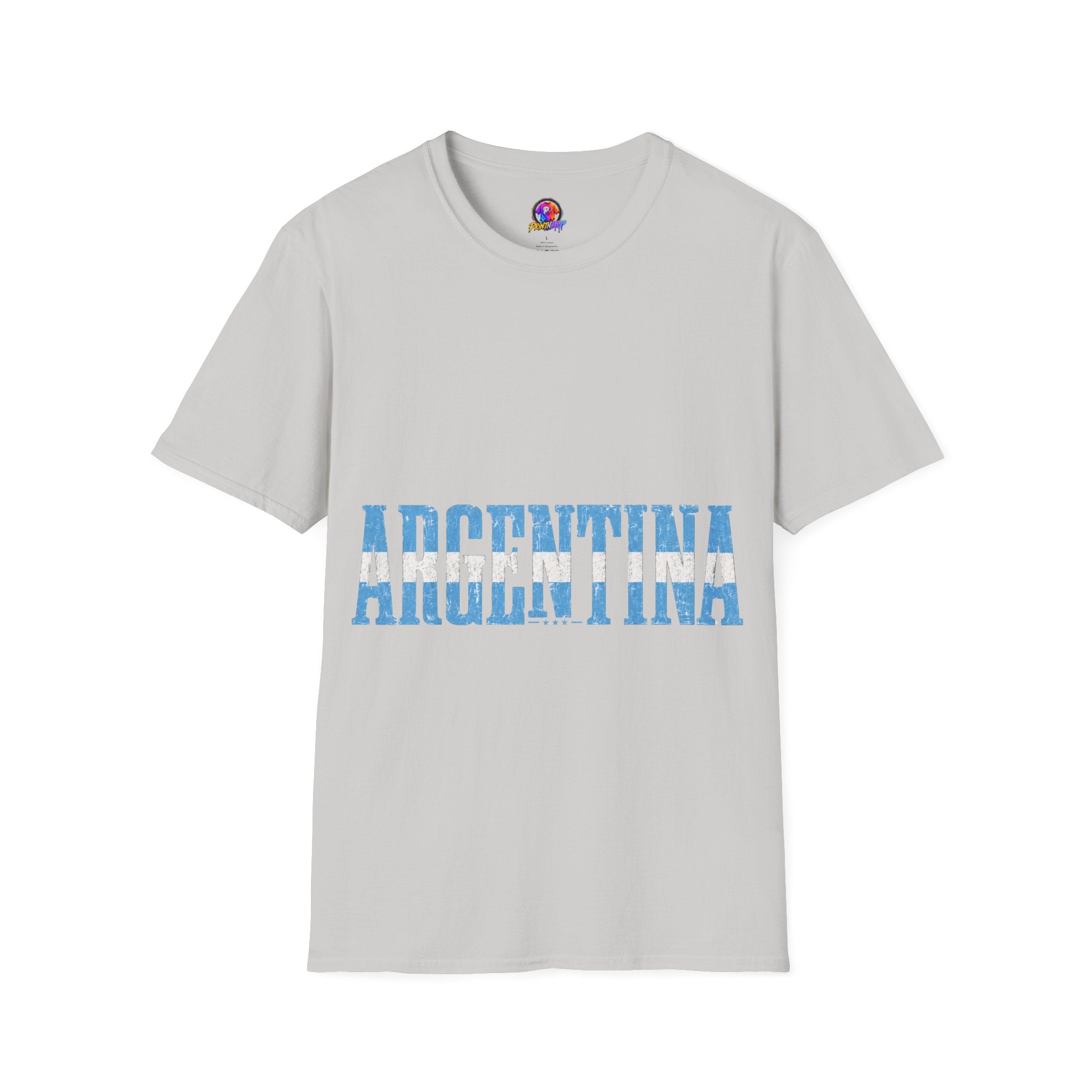 Argentina Stencil Tee — Horizontal Blue Text Argentina T-Shirt