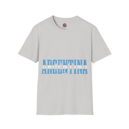 Argentina Stencil Tee — Horizontal Blue Text Argentina T-Shirt