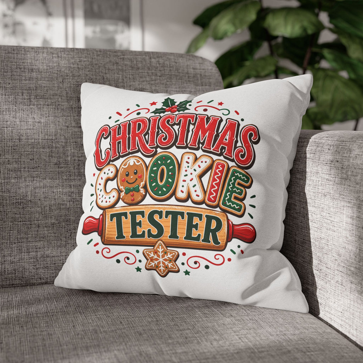 Christmas Cookie Tester Pillowcase — Holiday Decorative Throw Pillow Cover