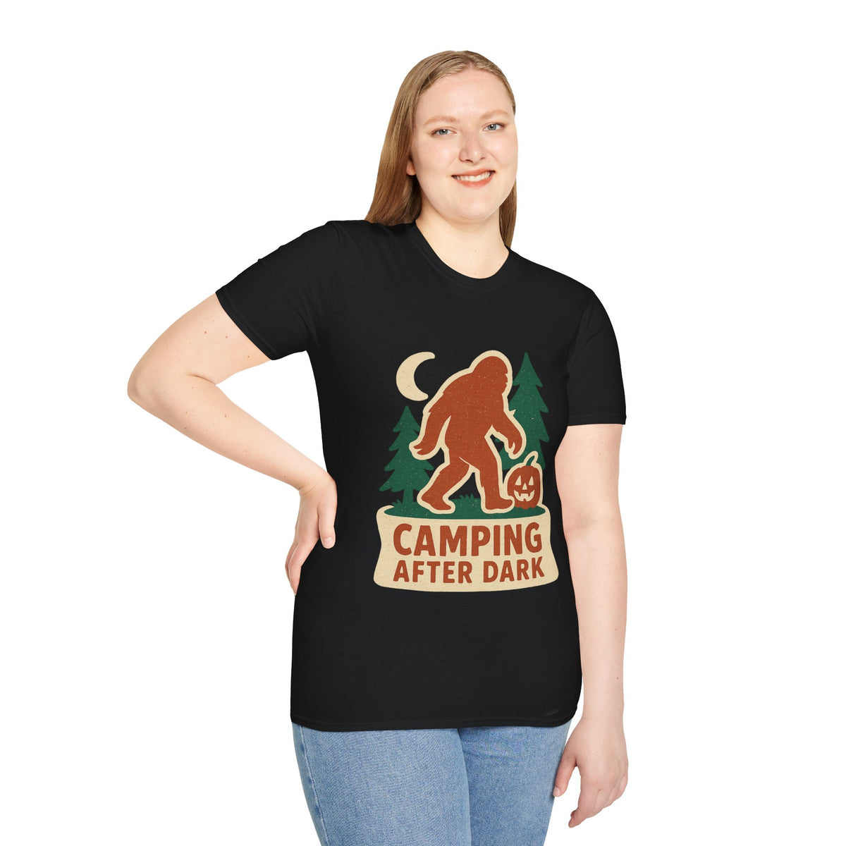 Camping After Dark T‑Shirt — Retro Bigfoot Camp Graphic Tee - Trending Now - August 2026